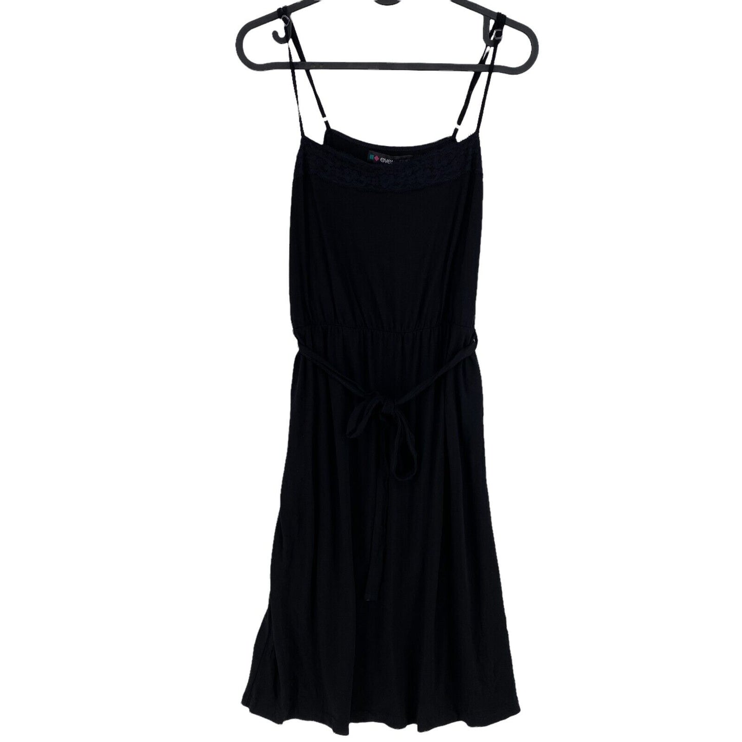 EVEN & ODD Black Sleeveless Square Neck Jersey Tank Midi Dress Size M