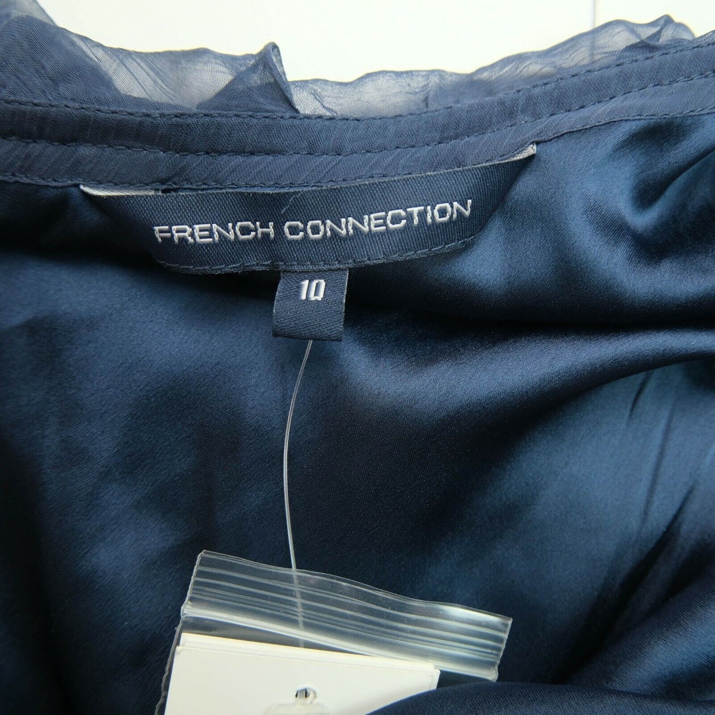 FRENCH CONNECTION Bleu Foncé Une Épaule Perlée Top Blouse Taille 10 - S