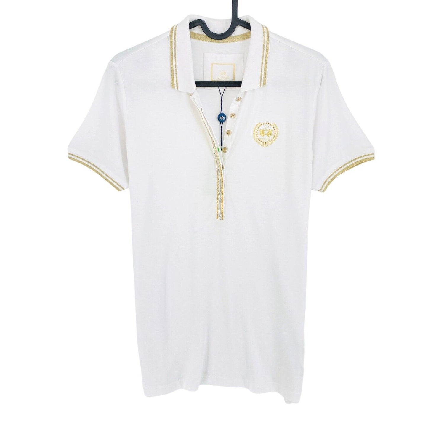 LA MARTINA White Viscose Piquet Polo Shirt Size 2 / S