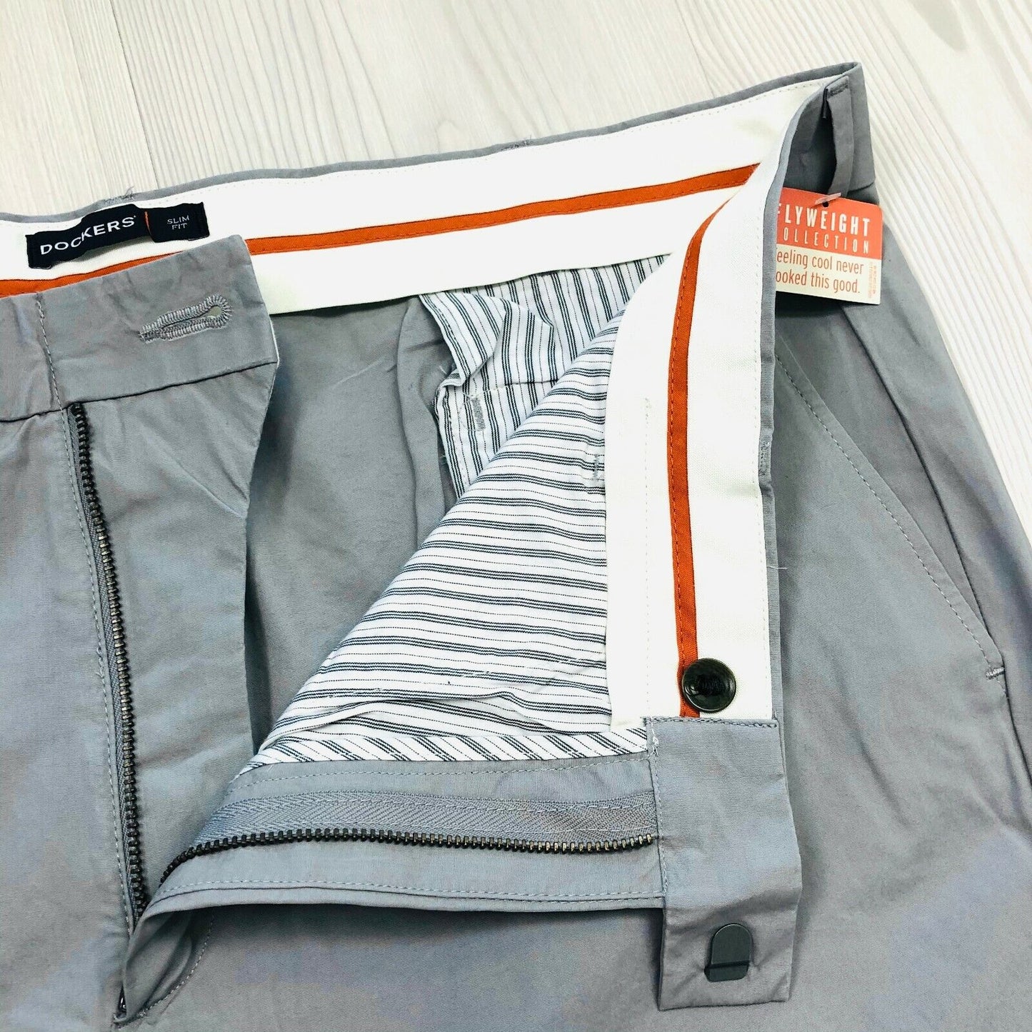 DOCKERS Marina Collection The Chino Slim Flyweight Grey Pants Trousers W40 L32