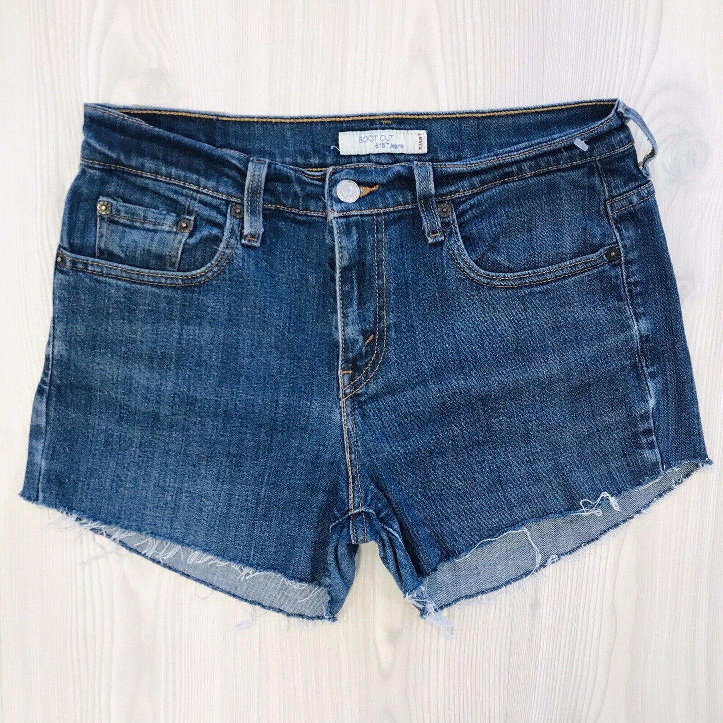 Levi's 515 Women’s Custom Made Blue Stretch Straight Fit Cut-Off Shorts W30