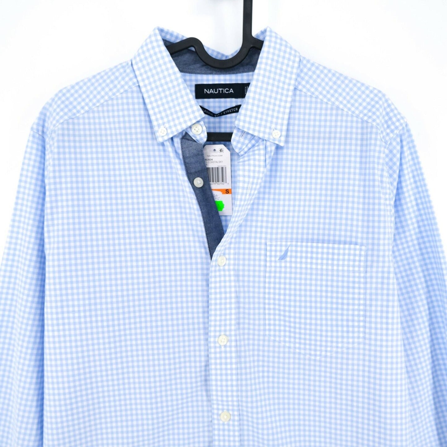 NAUTICA Blue Check Classic Fit Stretch Shirt Size S