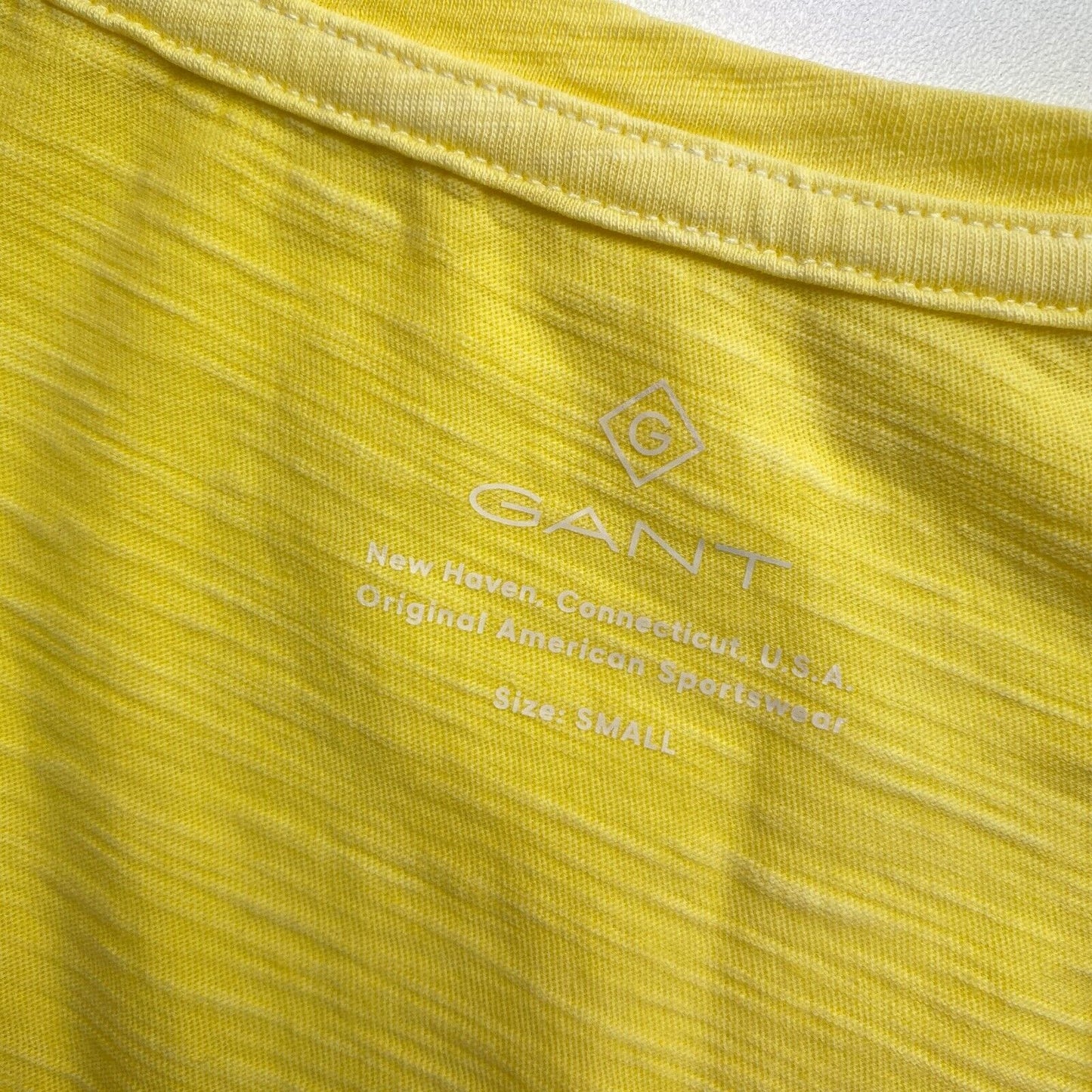 GANT Yellow Sun Faded V Neck T Shirt Size S