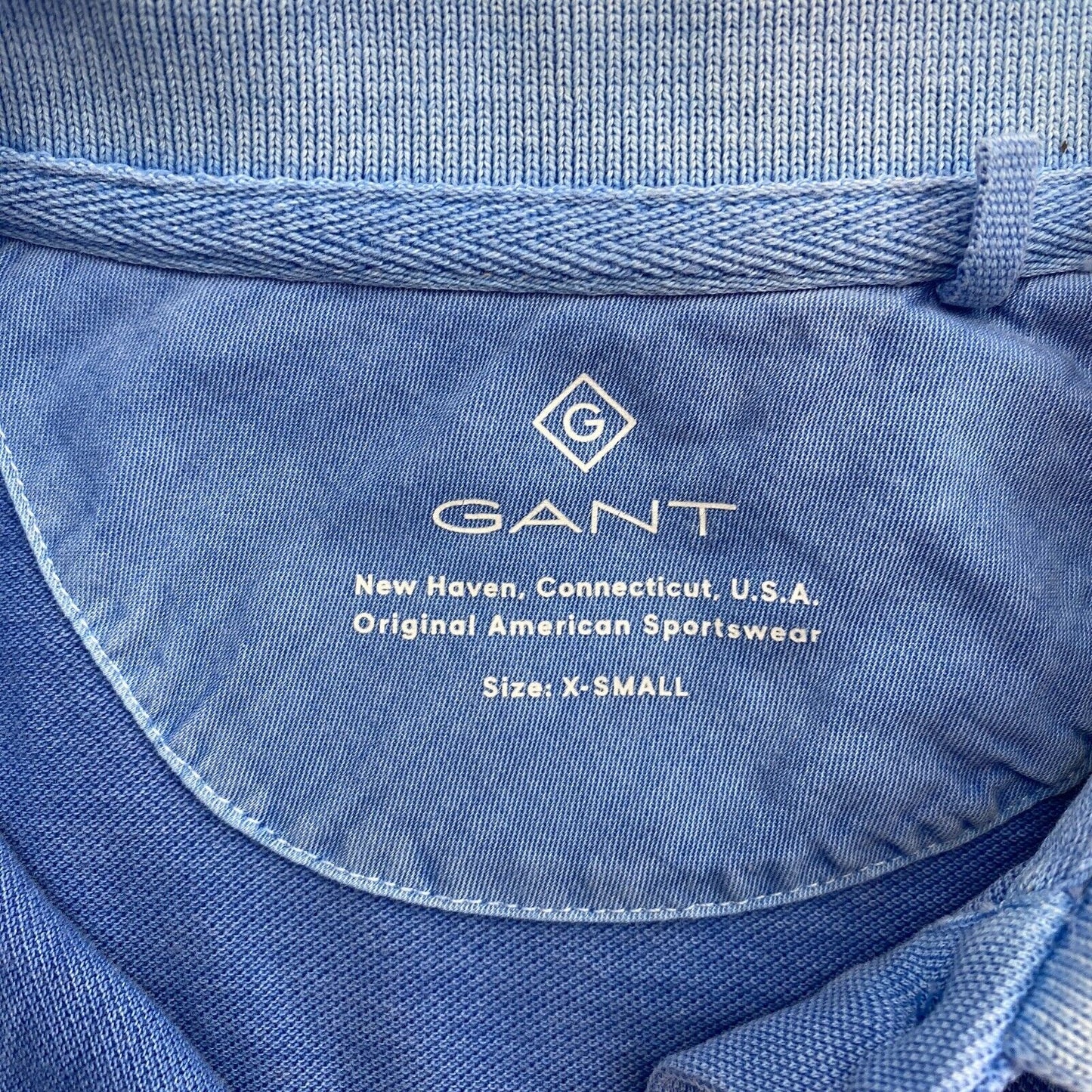 GANT Women Blue Sun Faded Pique Short Sleeves Polo Shirt Size XS