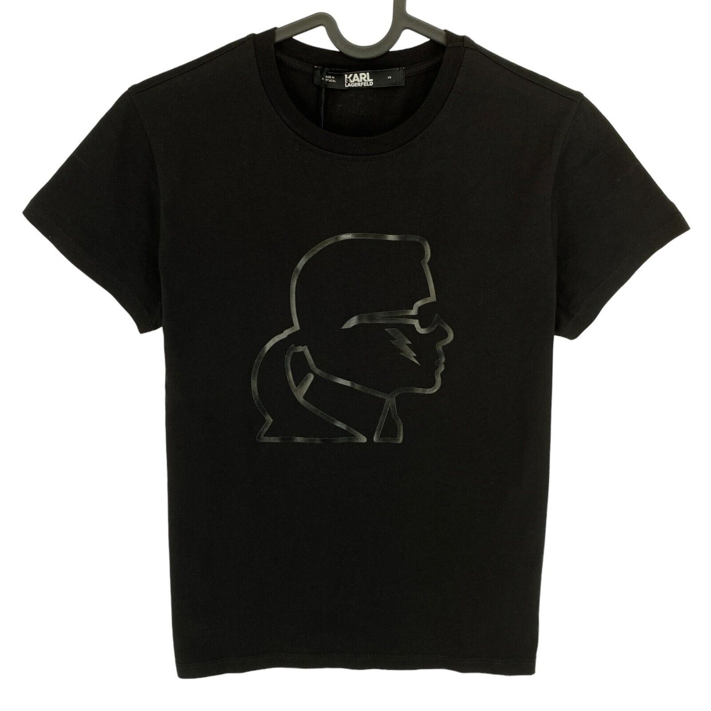 Karl Lagerfeld Black Boucle Karl Head Crew Neck Tee T Shirt Size XS