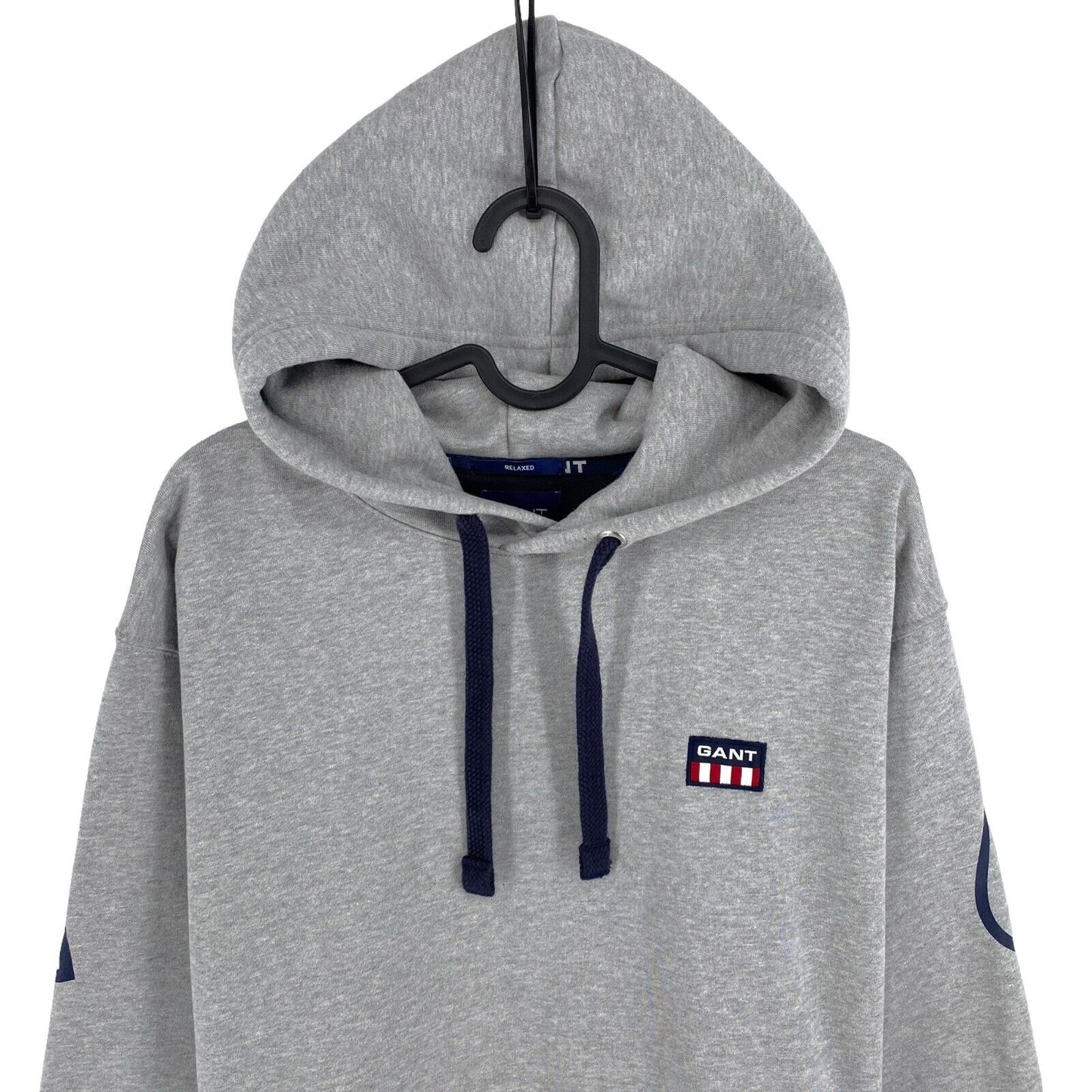 GANT Grau Retro Logo Entspannter Kapuzenpullover Pullover Größe S