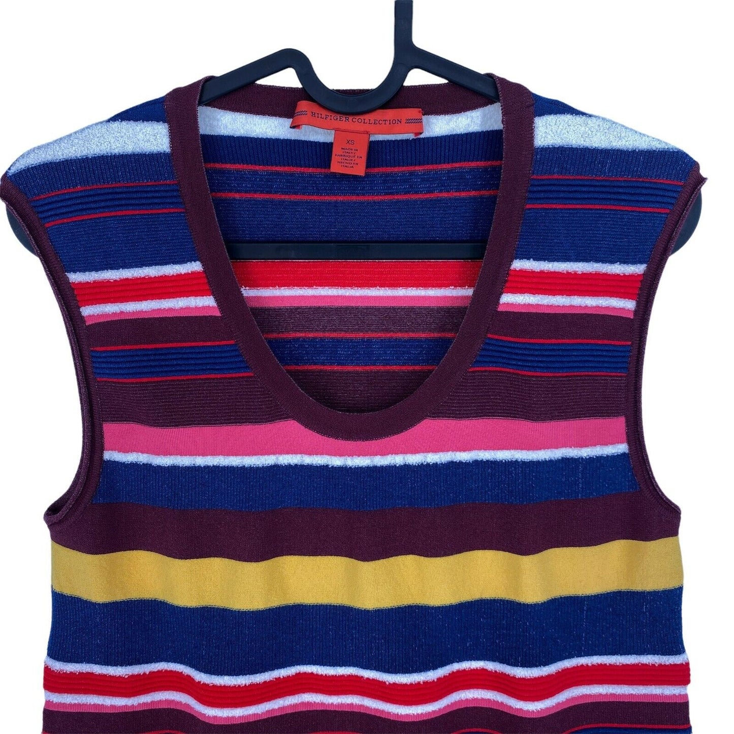 TOMMY HILFIGER COLLECTION Coloured Striped Round Neck Tank Top T Shirt Size XS