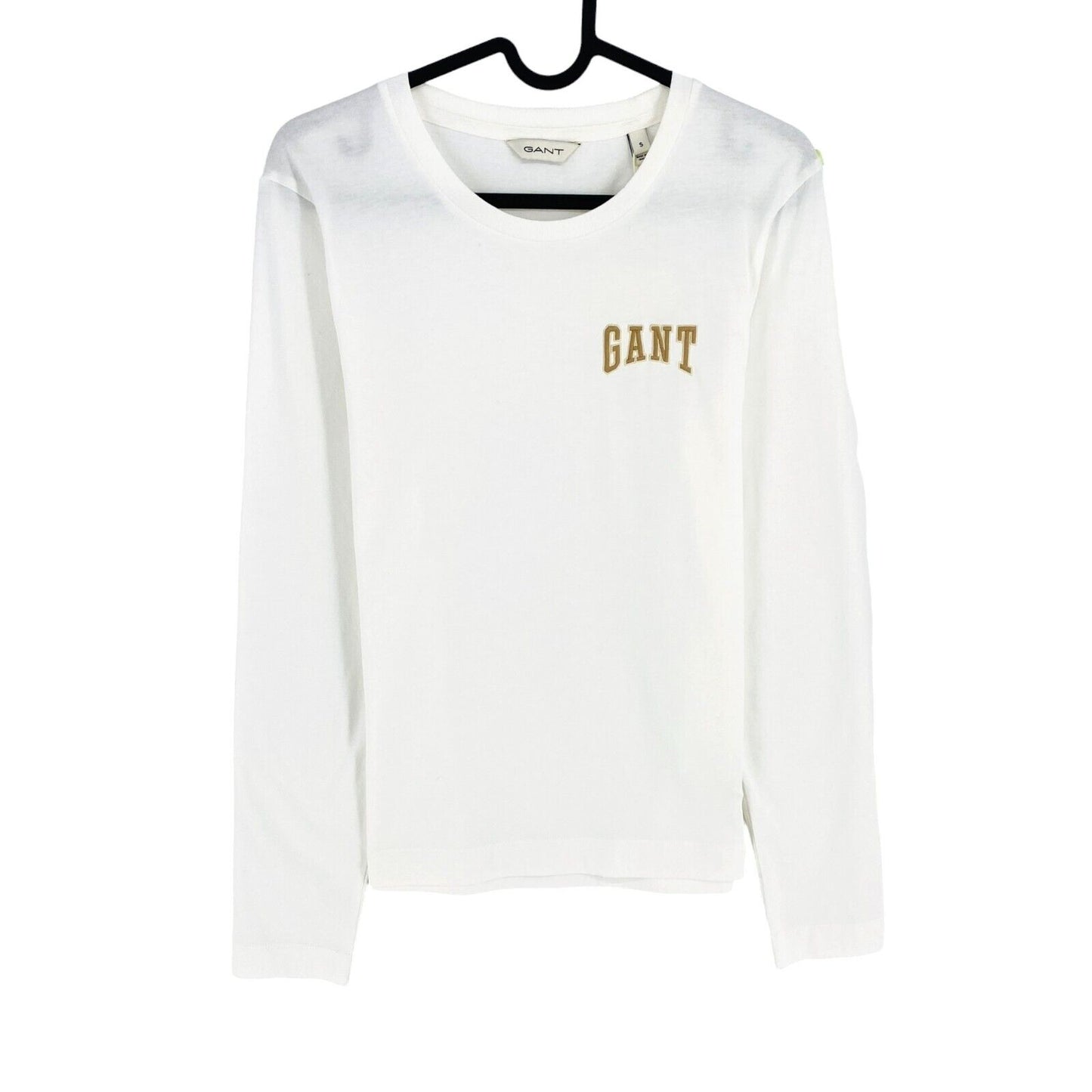 GANT White Regular Logo Crew Neck Long Sleeves T Shirt Size S