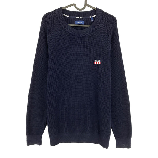 GANT Navy Blue Tag Cotton Wool Crew Neck Sweater Jumper Size L