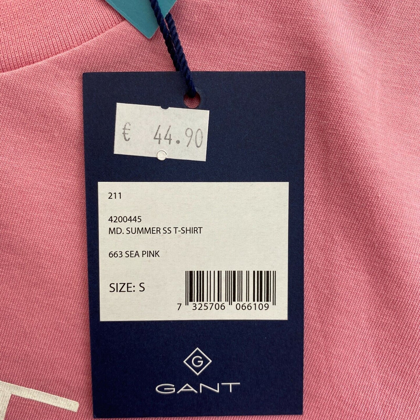 GANT Pink MD Summer Logo Crew Neck T Shirt Top Size S