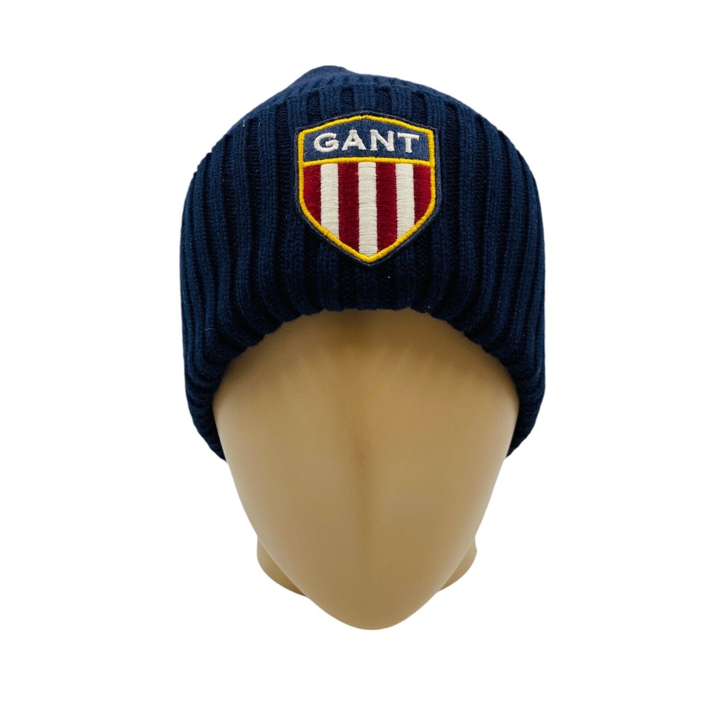 GANT Unisex Dark Blue Cotton Wool Blend Beanie Winter Hat One Size