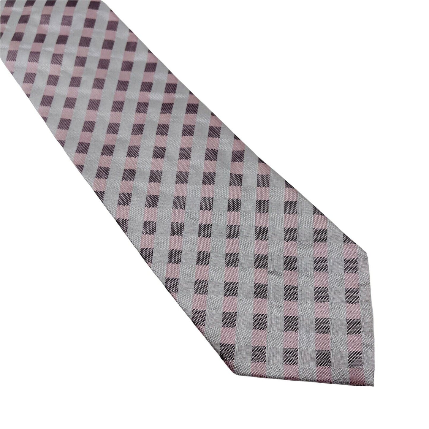 GANT – Handgemachte Krawatte aus 100 % Seide mit Gingham-Karomuster, Grau/Rosa