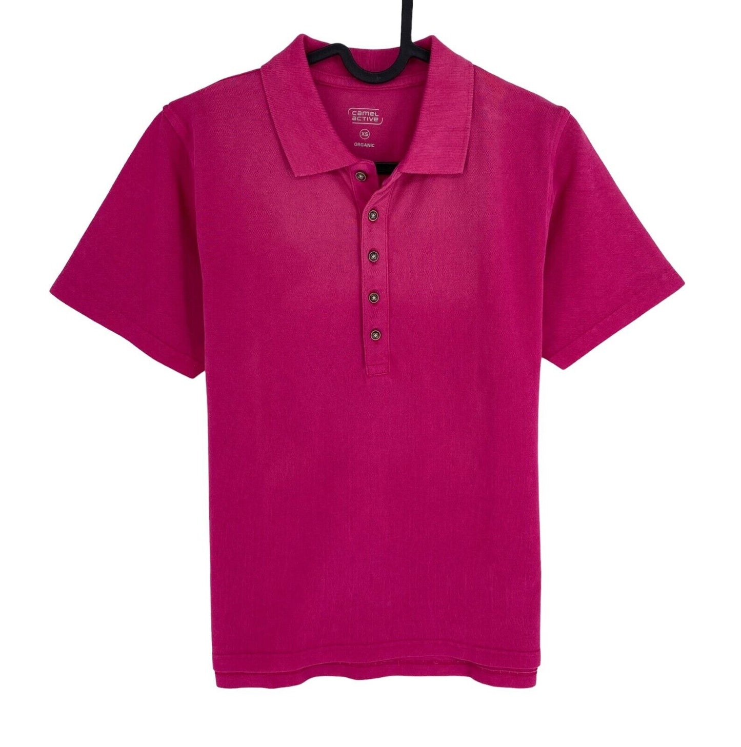 Camel Active Women Dark Pink Solid Short Sleeves Pique Polo Shirt Size XS