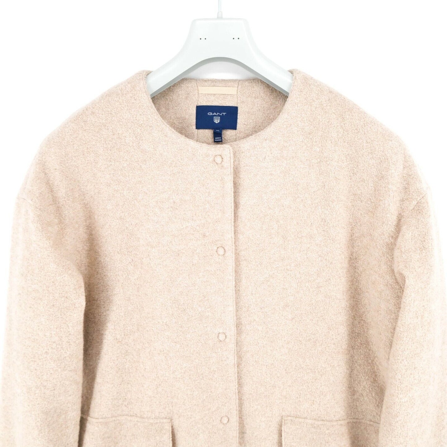 GANT Beige Crew Neck Wool Coat Size XL