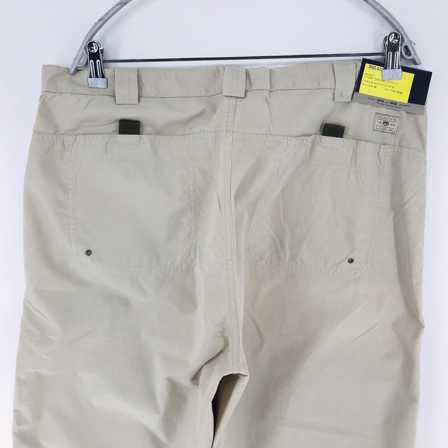 GANT Khaki Beige Regular Straight Fit Chino Travel Pants Trousers W32 L36