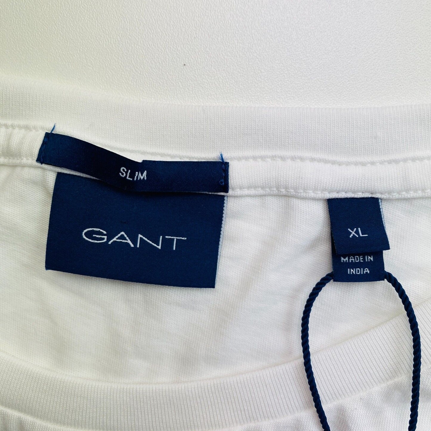 GANT White Original Slim Fit Crew Neck Long Sleeves T Shirt Tee Size XL