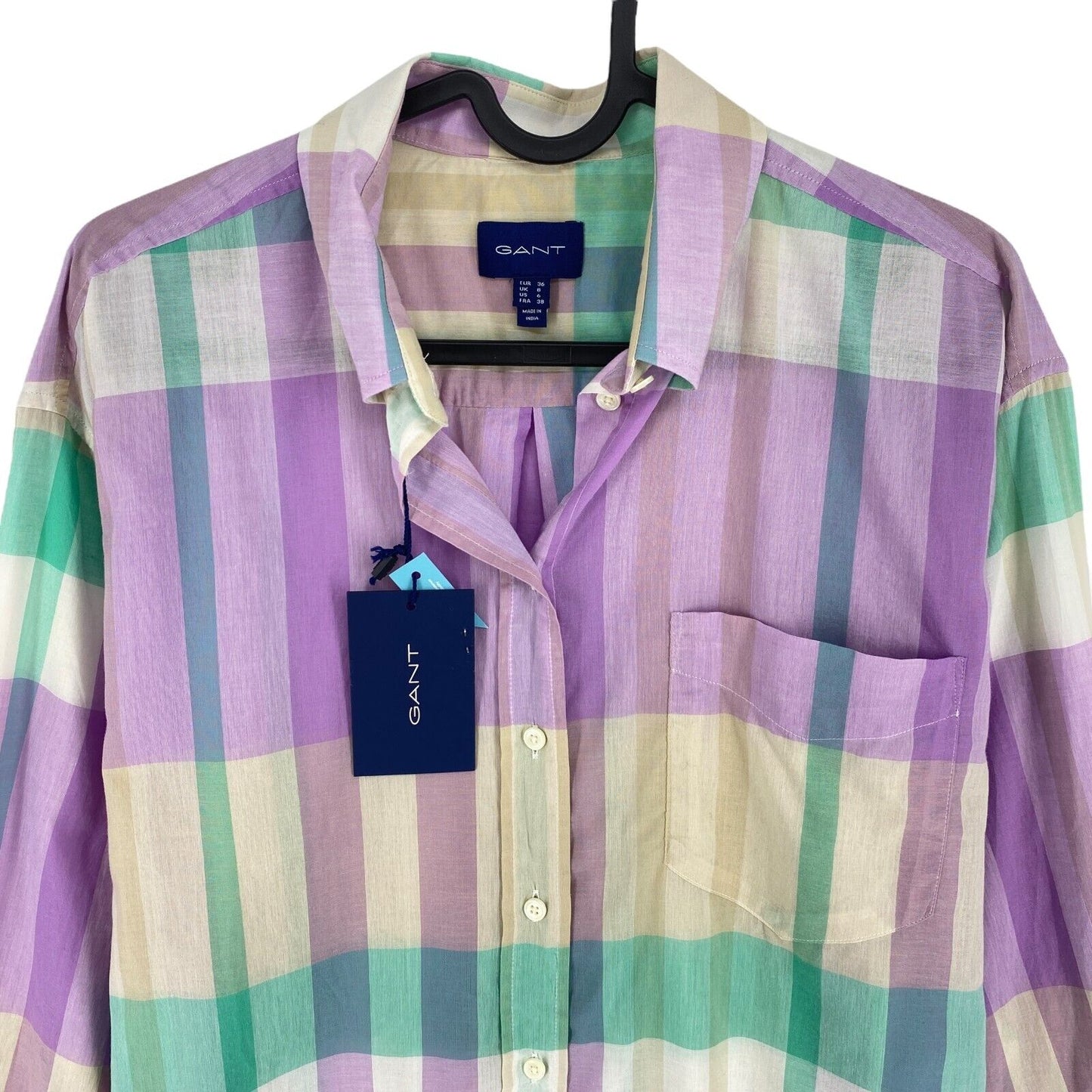 Chemise GANT Purple Wide Cuff Madras Taille EU 36 UK 8 US 6