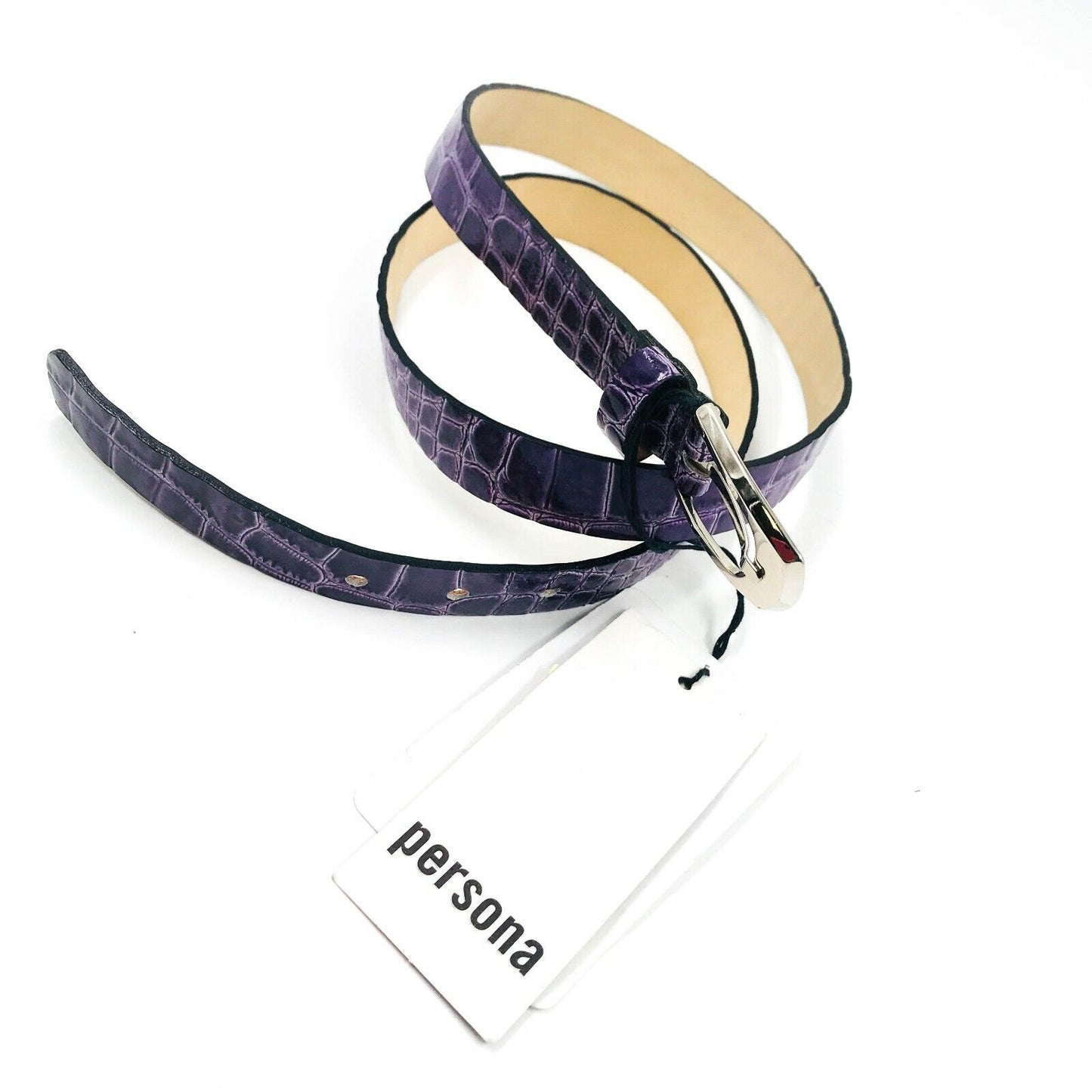 PERSONA Designer Purple Slim Leather Belt Size 29