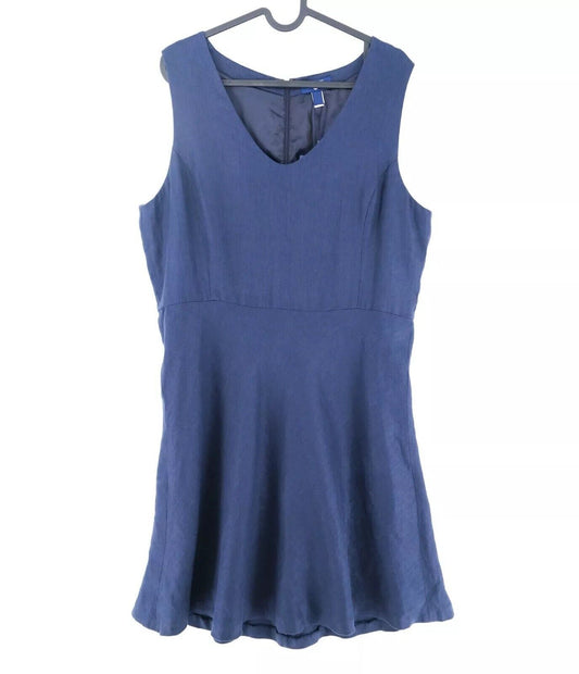 GANT Blue 100% Linen V Neck Dress Size EU 36 UK 10 US 6