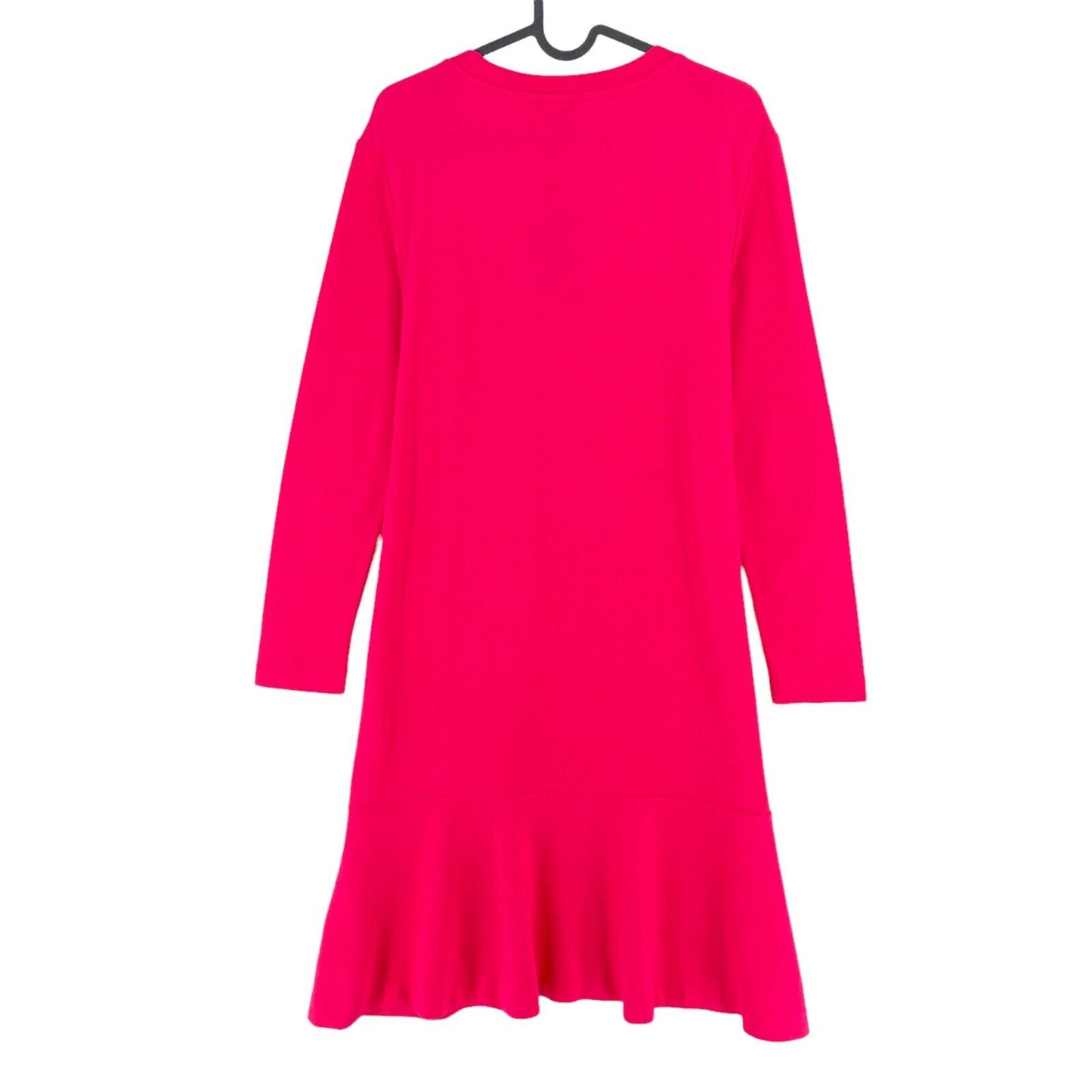 GANT Pink Flounce Detail Long Sleeves Crew Neck Dress Size M