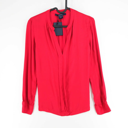 GANT Blouse en satin rouge à col en V Taille EU 34 UK 8 US 4