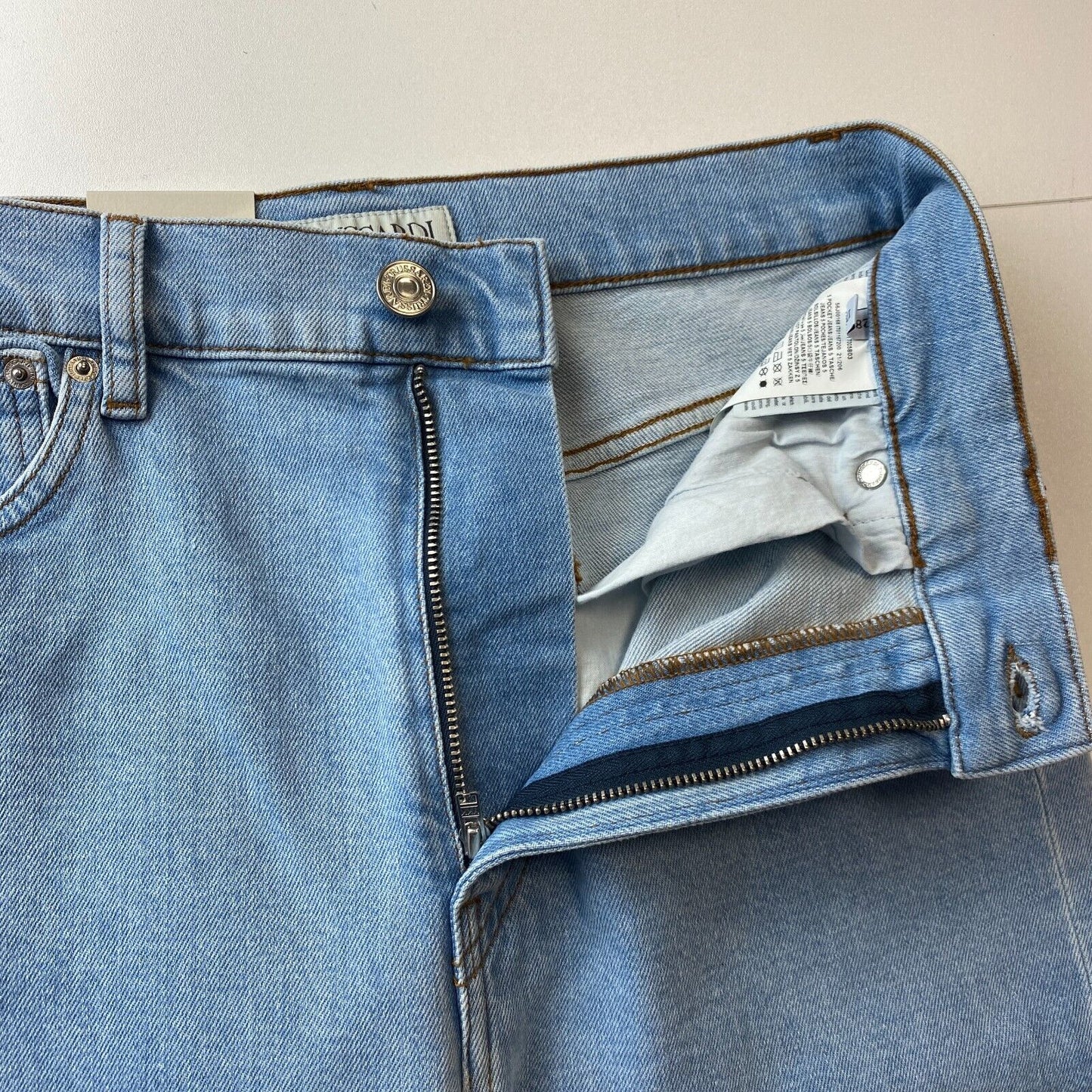 TRUSSARDI Femme Bleu Taille mi-haute Coupe fuselée décontractée Jeans Taille 42 / W28 L30