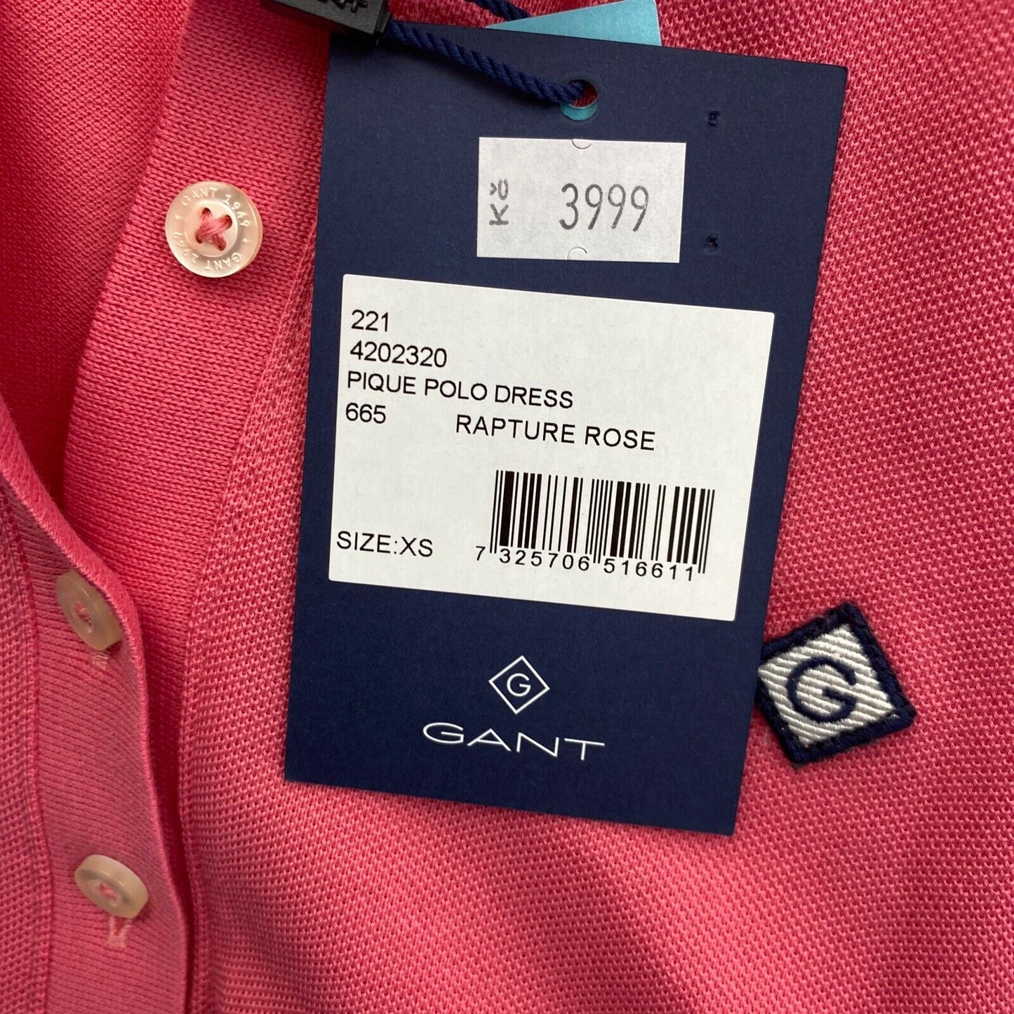 GANT Pink Pique Polo Shirt Dress Size XS