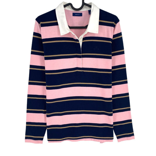 GANT Pink Striped Heavy Rugger Polo Sweater Pullover Size S