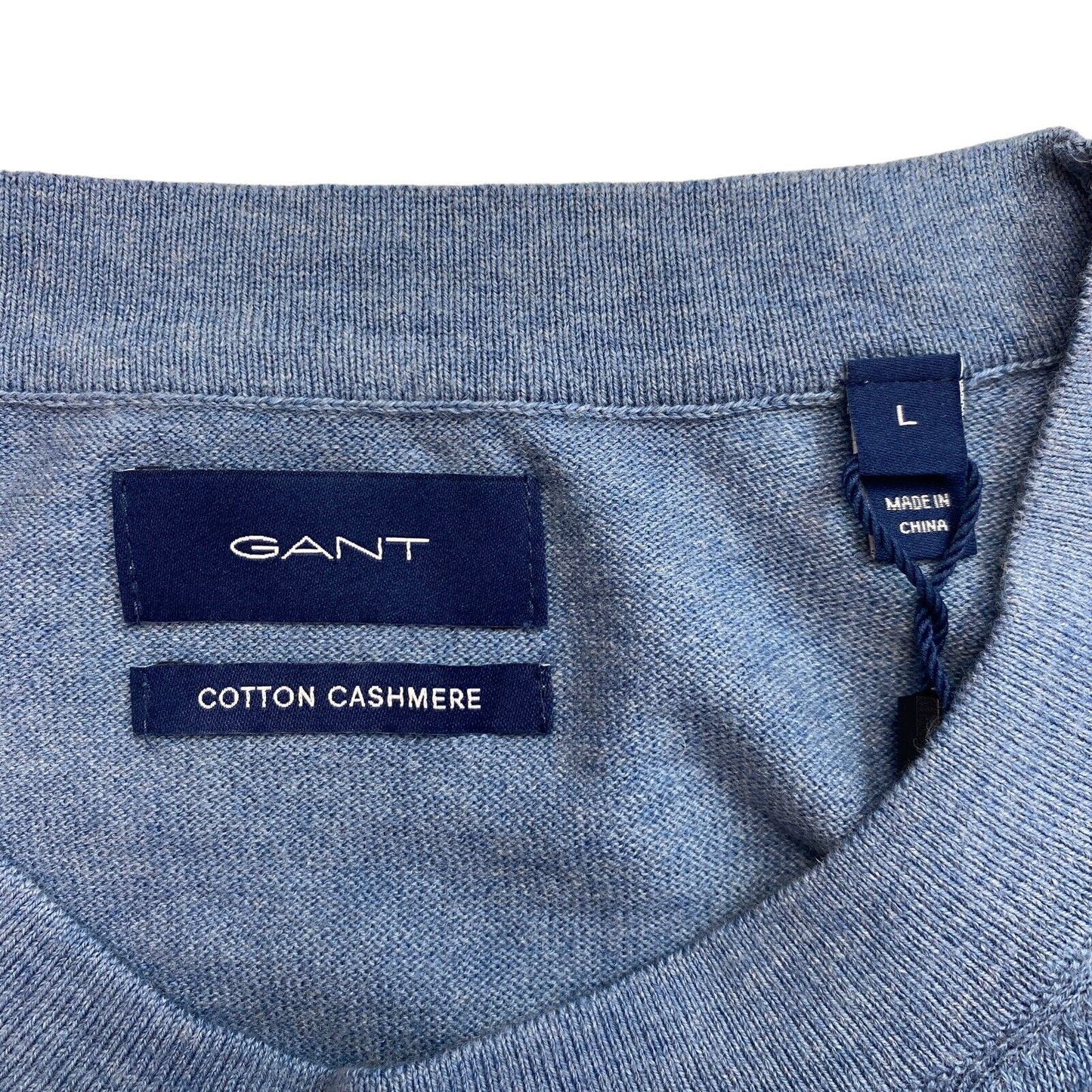 GANT Blue Cotton Cashmere Blend Crew Neck Sweater Pullover Size L