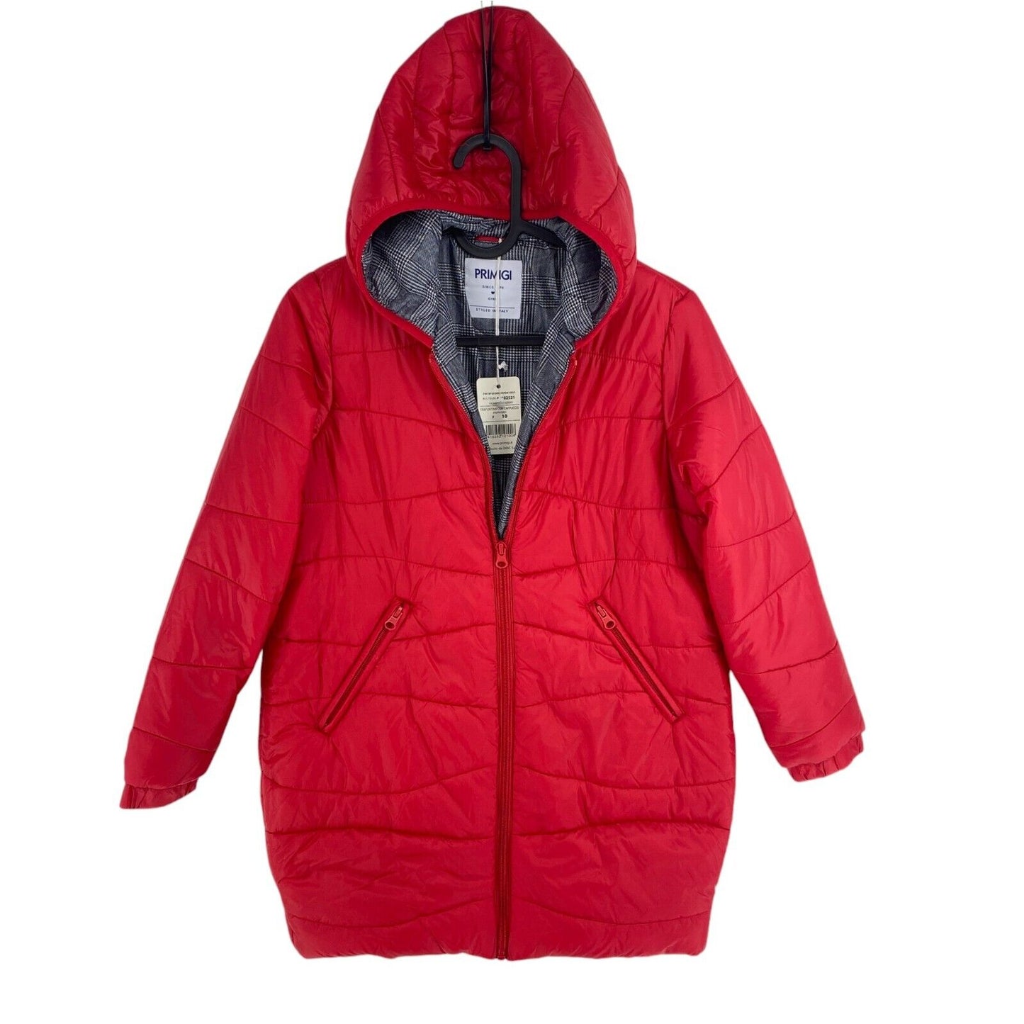 PRIMIGI Girls Red Hooded Padded Jacket Coat Size 10 Years