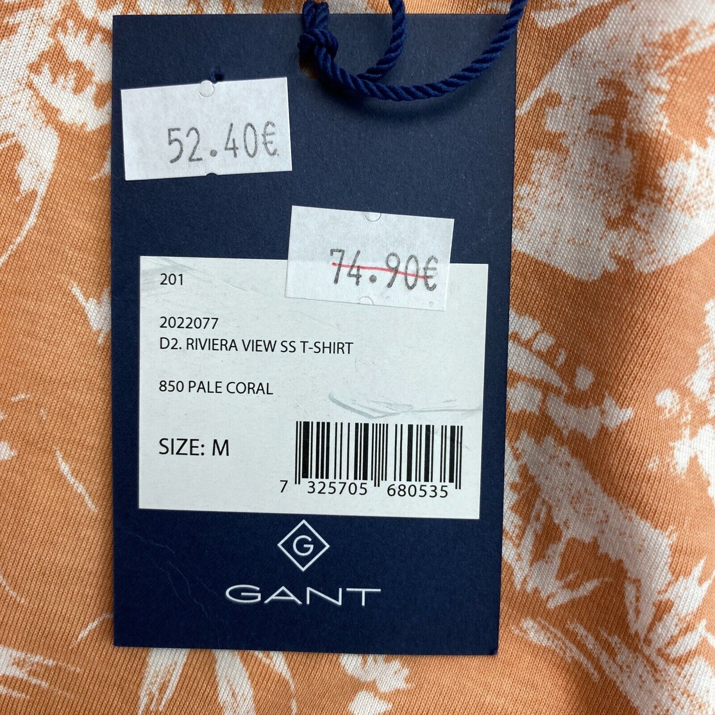 GANT Pink Riviera View T-Shirt mit Rundhalsausschnitt, Größe M 2XL