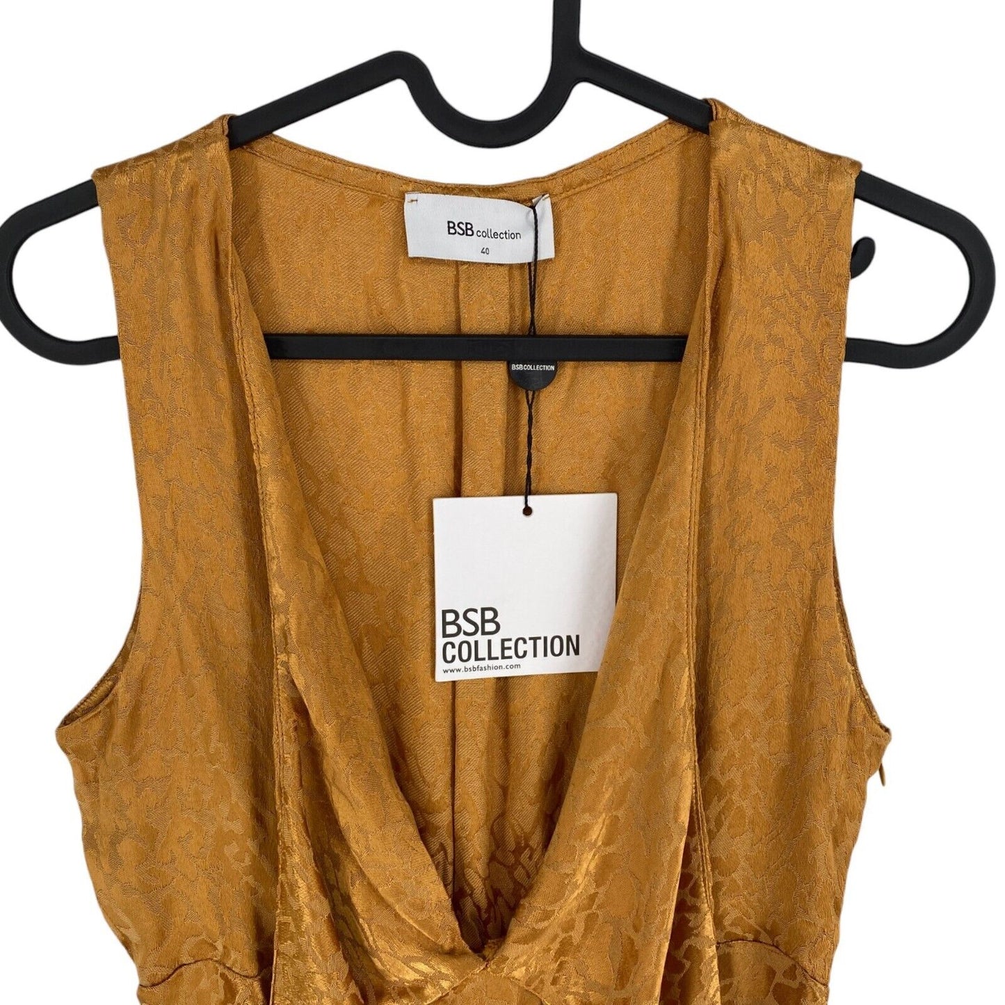 BSB Collection Women Gold V Neck Sleeveless Blouse Size EU 40 UK 12 US 10