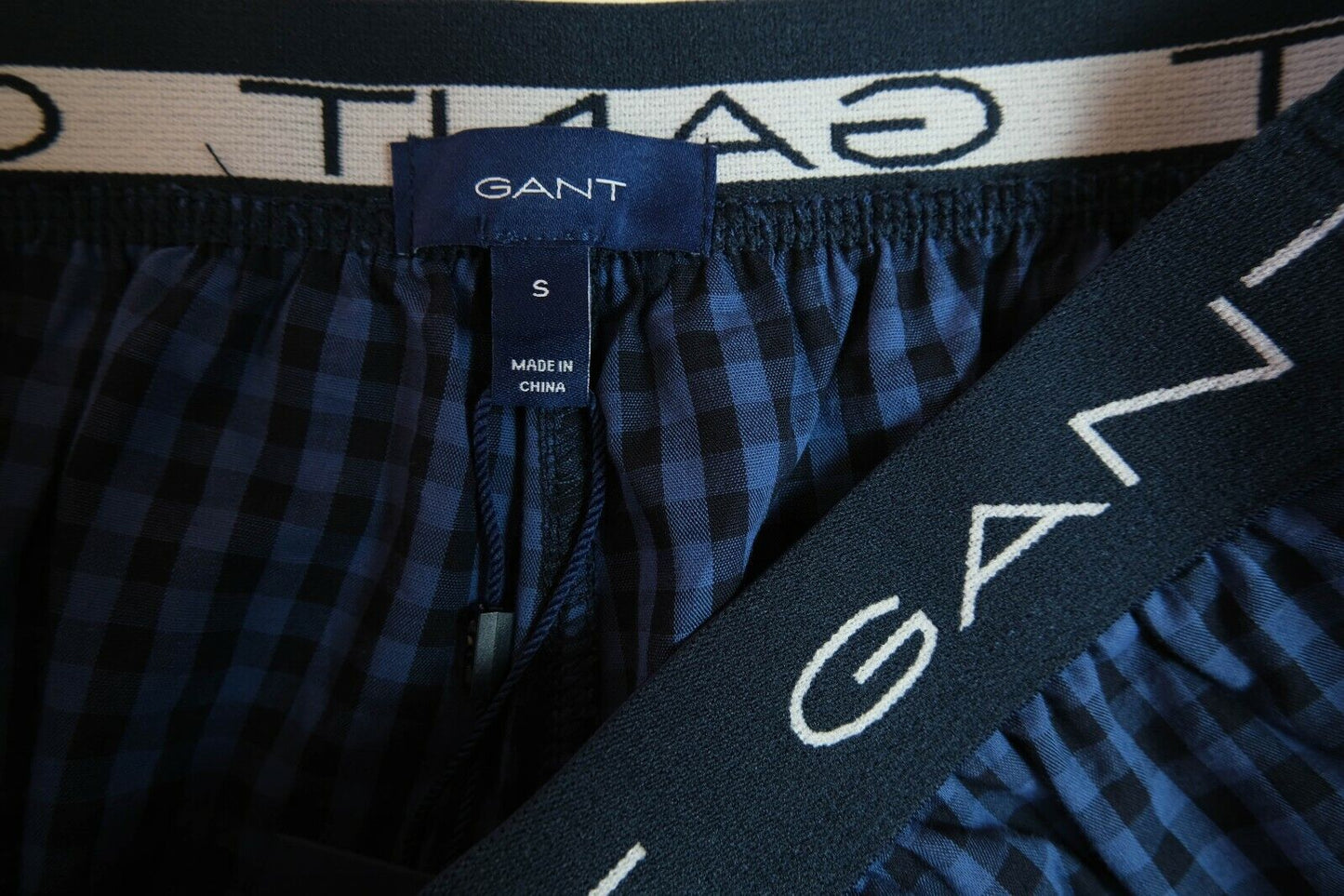 GANT Navy Blue Pajama Gingham Pants Trousers Size S