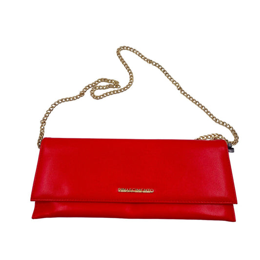 Rinascimento Red Eco Leather Gold Colour Chain Handle Clutch Bag