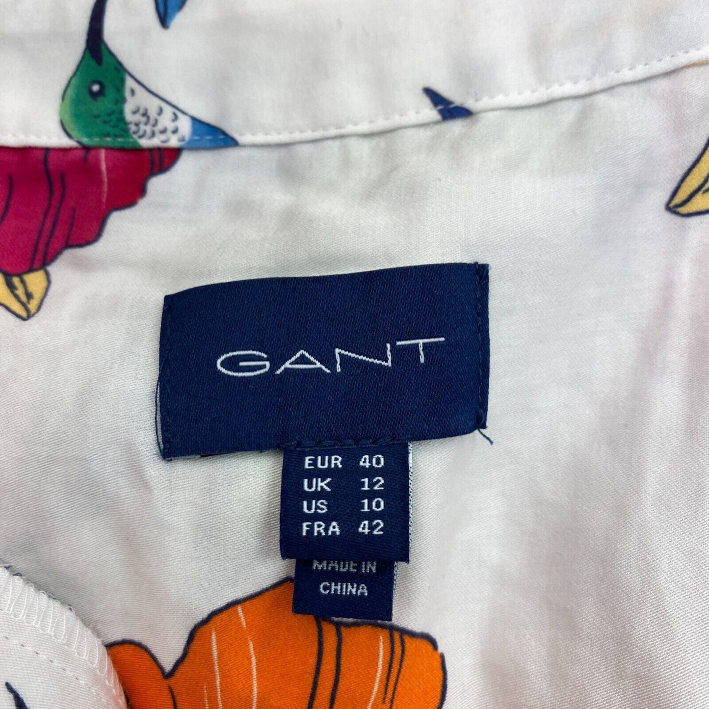 GANT White Humming Floral Popover Short Sleeves Dress Size EU 40 UK 12 US 10