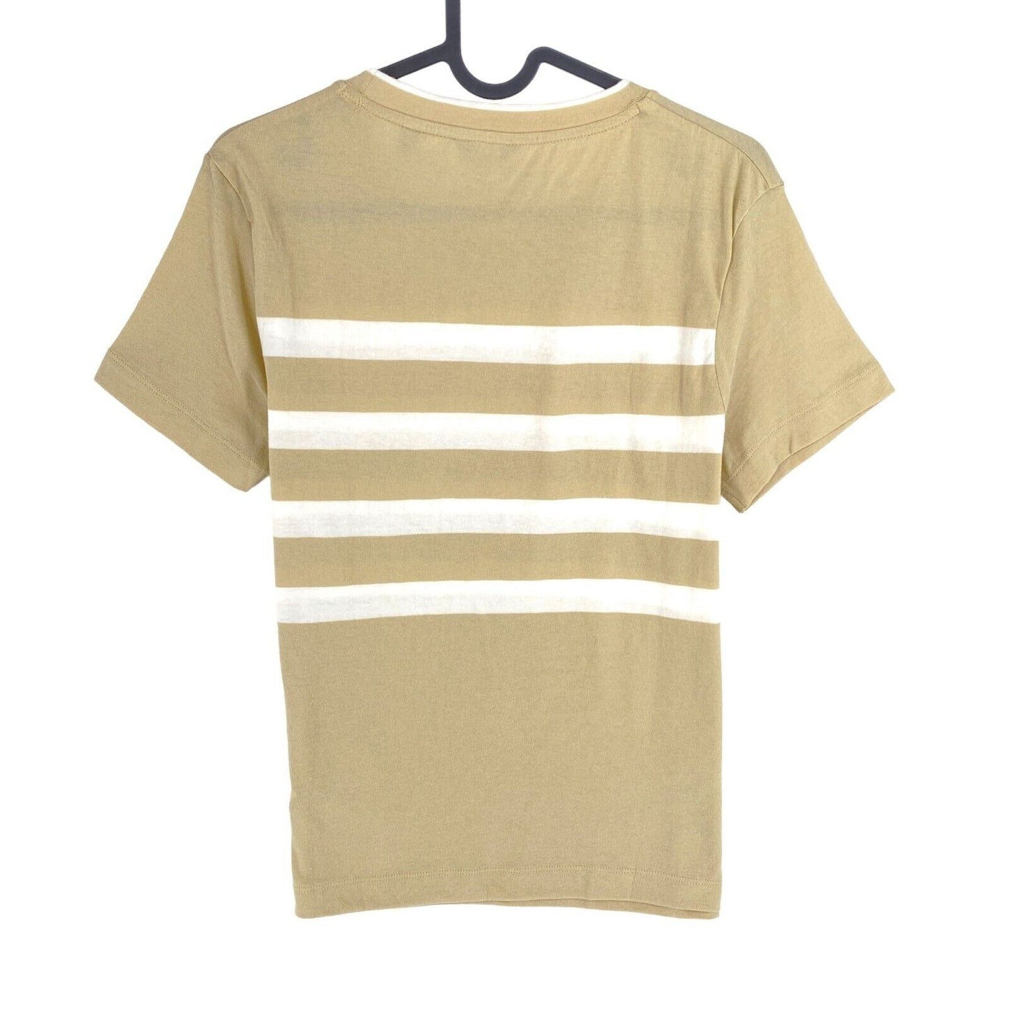 GANT Women Beige Printed Striped Crew Neck Short Sleeve T Shirt Size S