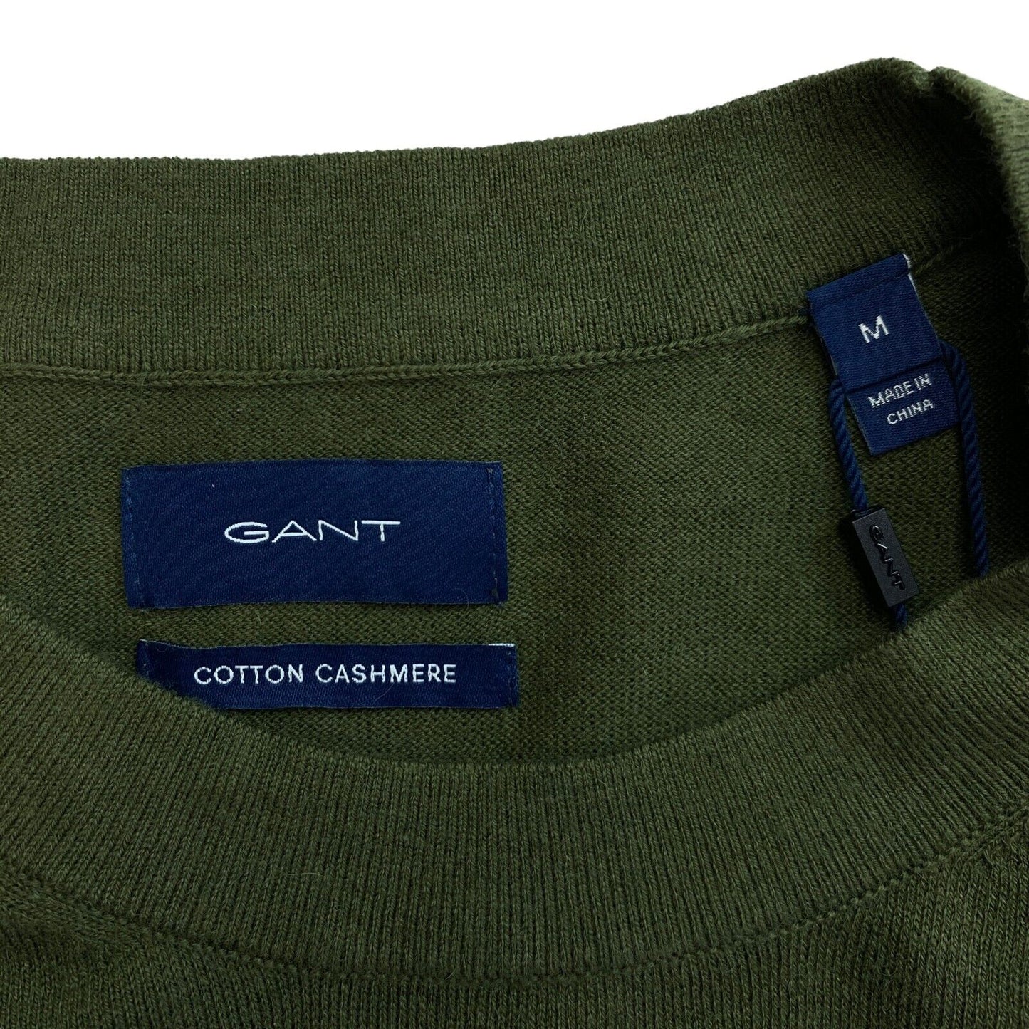 GANT Pull à col rond en coton et cachemire vert Taille M