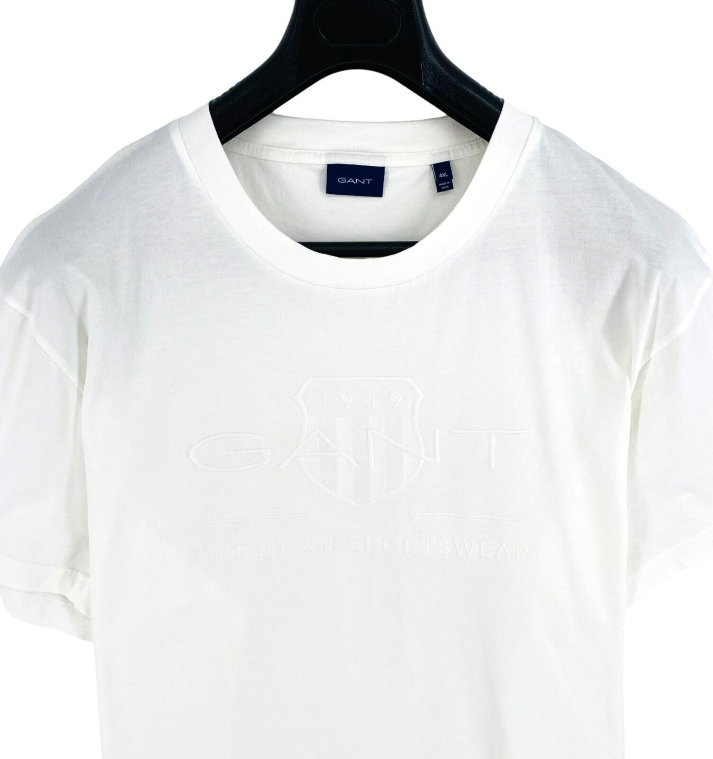 GANT Men White Tonal Archive Shield Crew Neck Short Sleeves T Shirt Size 4XL