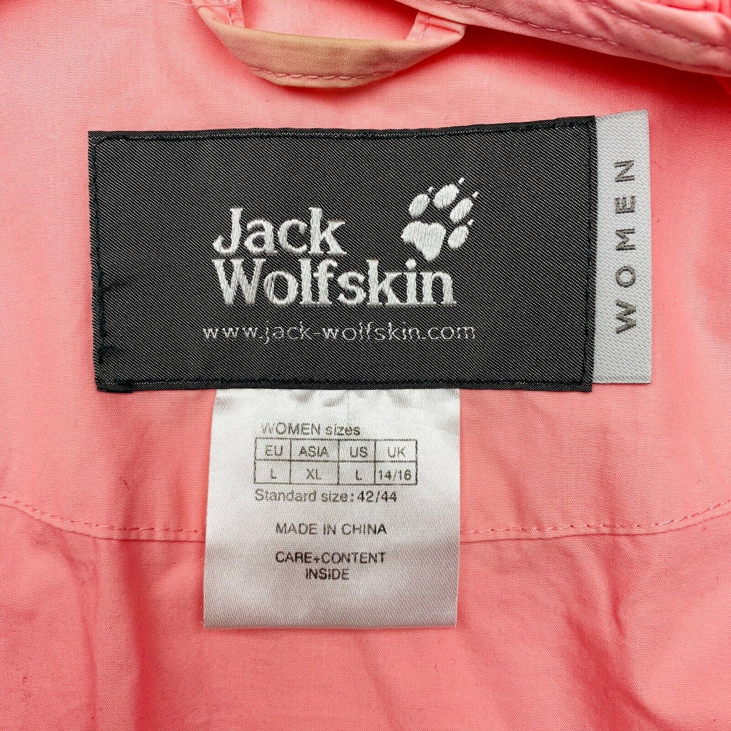 Jack Wolfskin Pink 100% Cotton Hooded Jacket Size L