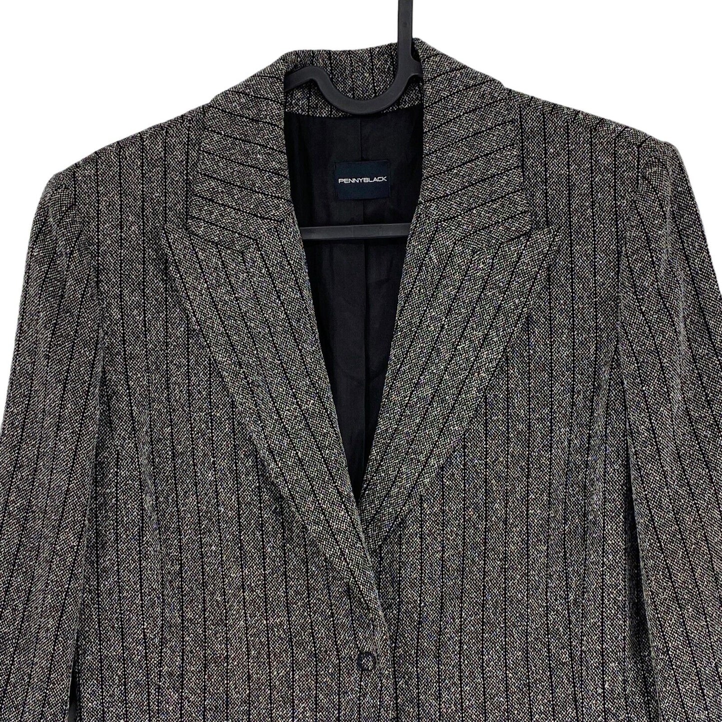 PENNY BLACK Striped Dark Grey Wool Blend Blazer Jacket Size IT 42 UK 10 US 8