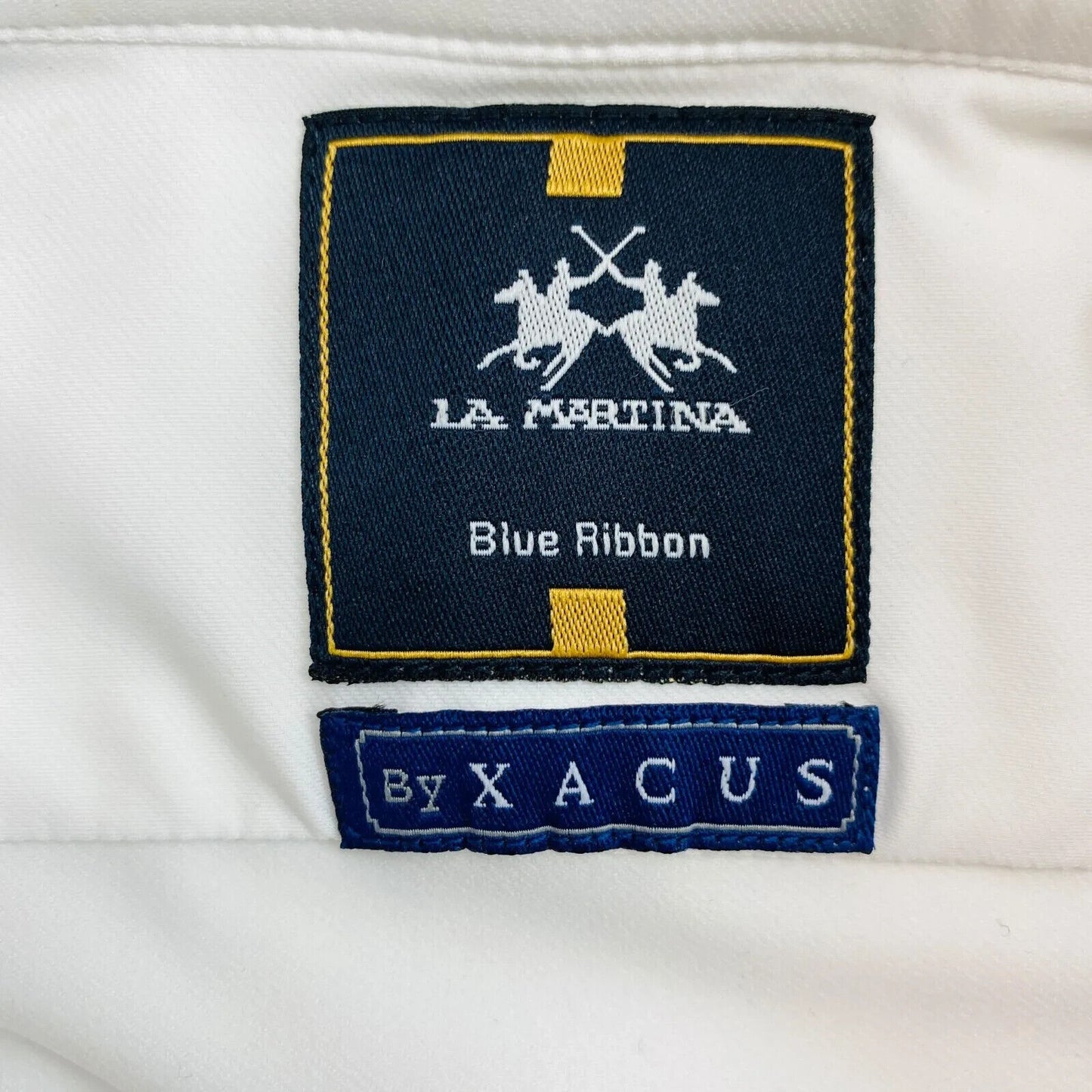 LA MARTINA Blue Ribbon Mens White Active Stretch Shirt Size 17 EUR 43