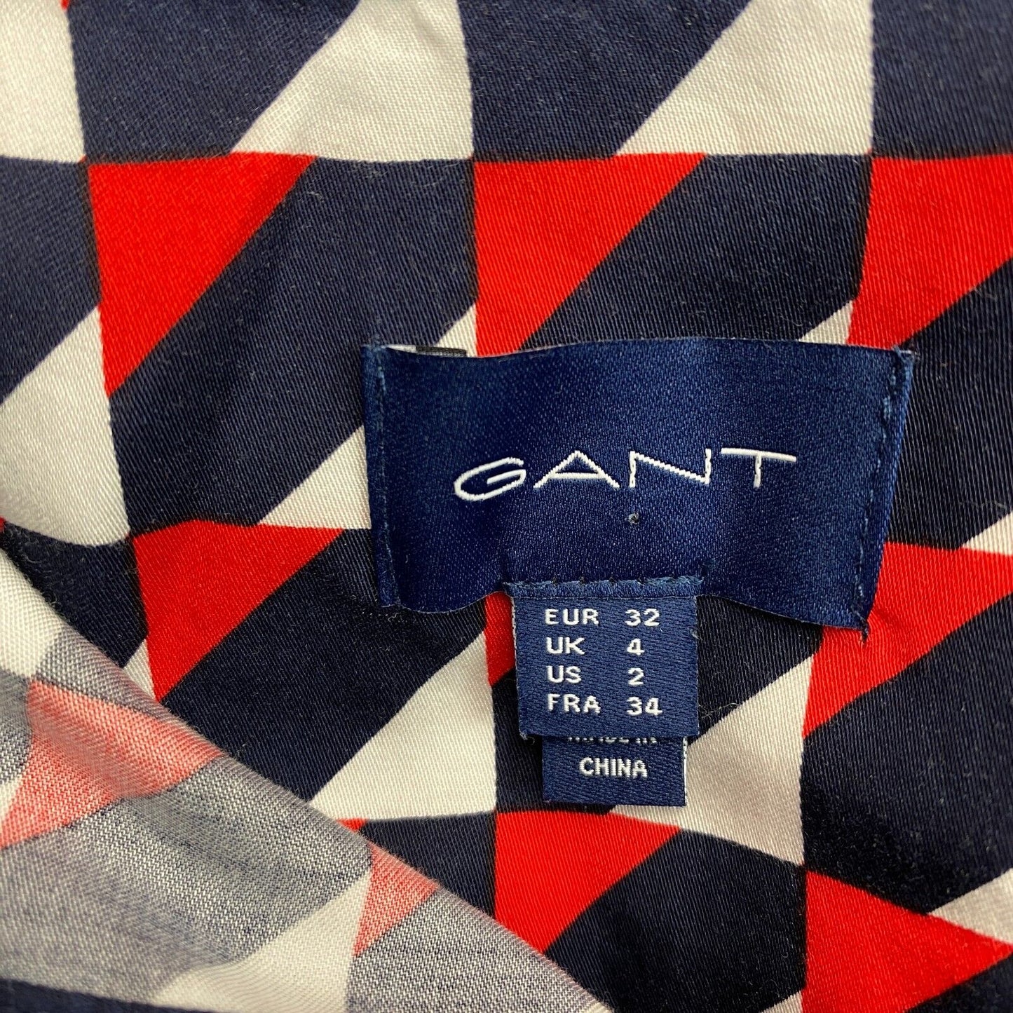 GANT Marineblaues Geo-Hemdkleid in A-Linie, Größe EU 32 UK 4 US 2