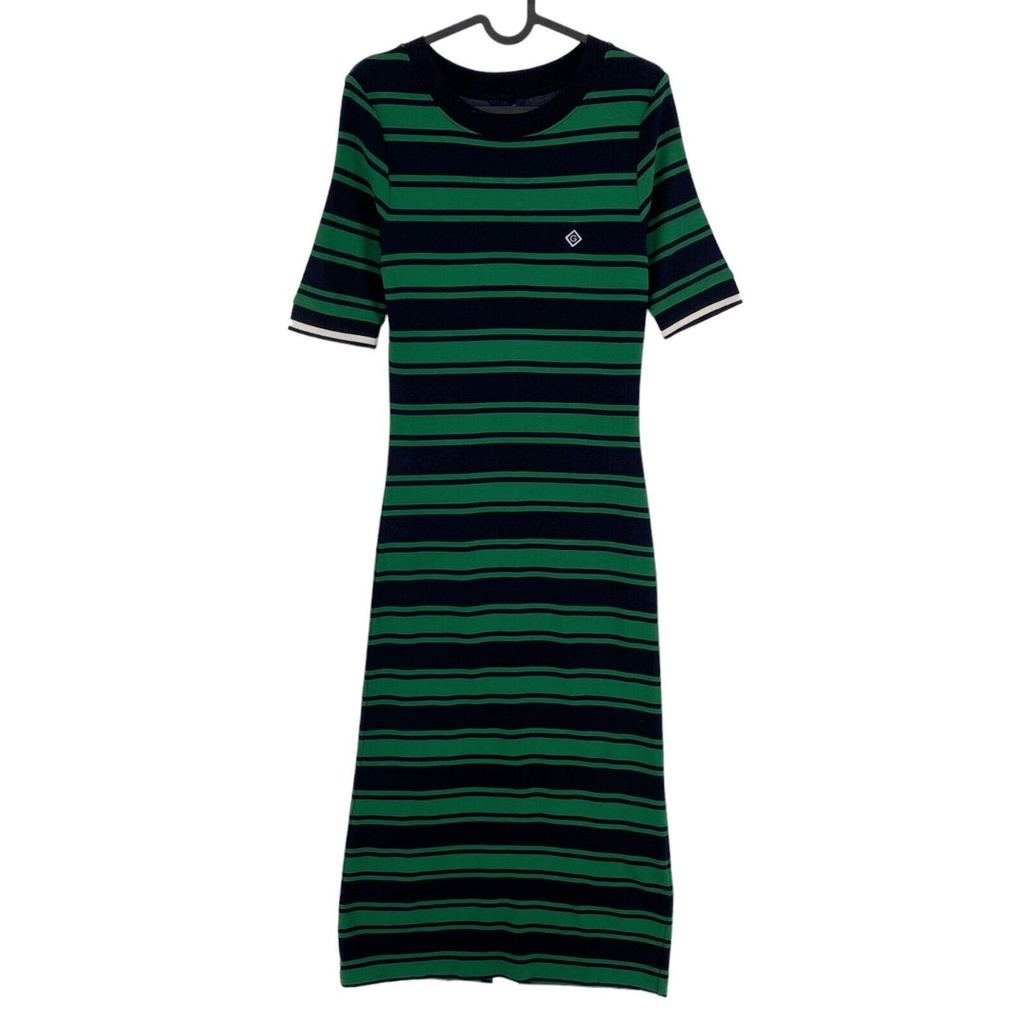 GANT Dark Green Striped Crew Neck Jersey A Line Dress Size XS