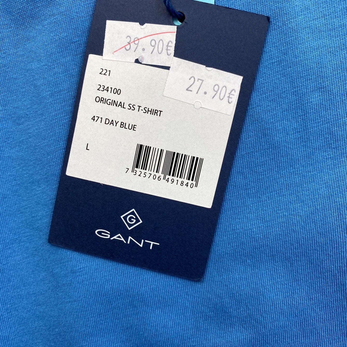 GANT Blue Original Crew Neck Short Sleeves T Shirt Size L