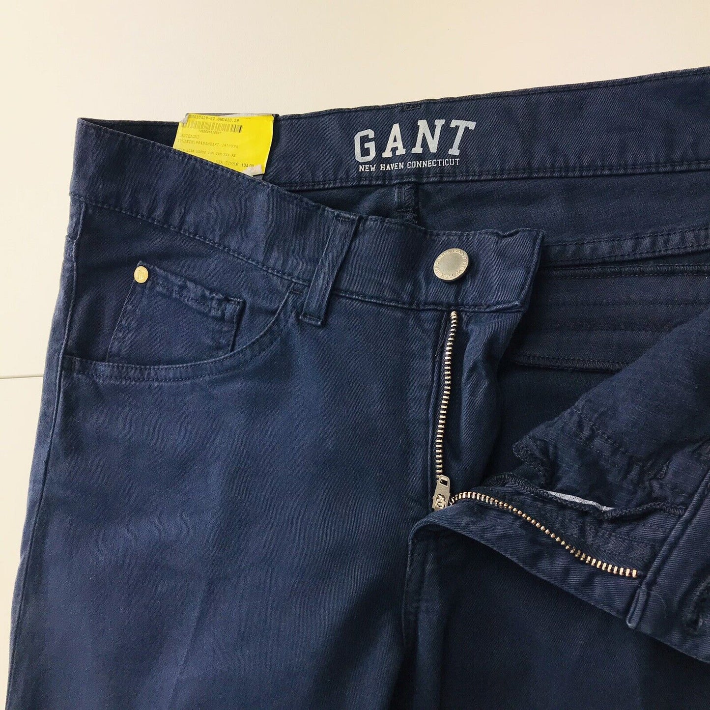 €149 GANT Women Dark Blue Stretch Loose Bootcut Fit Chino Pants Trousers W28 L28