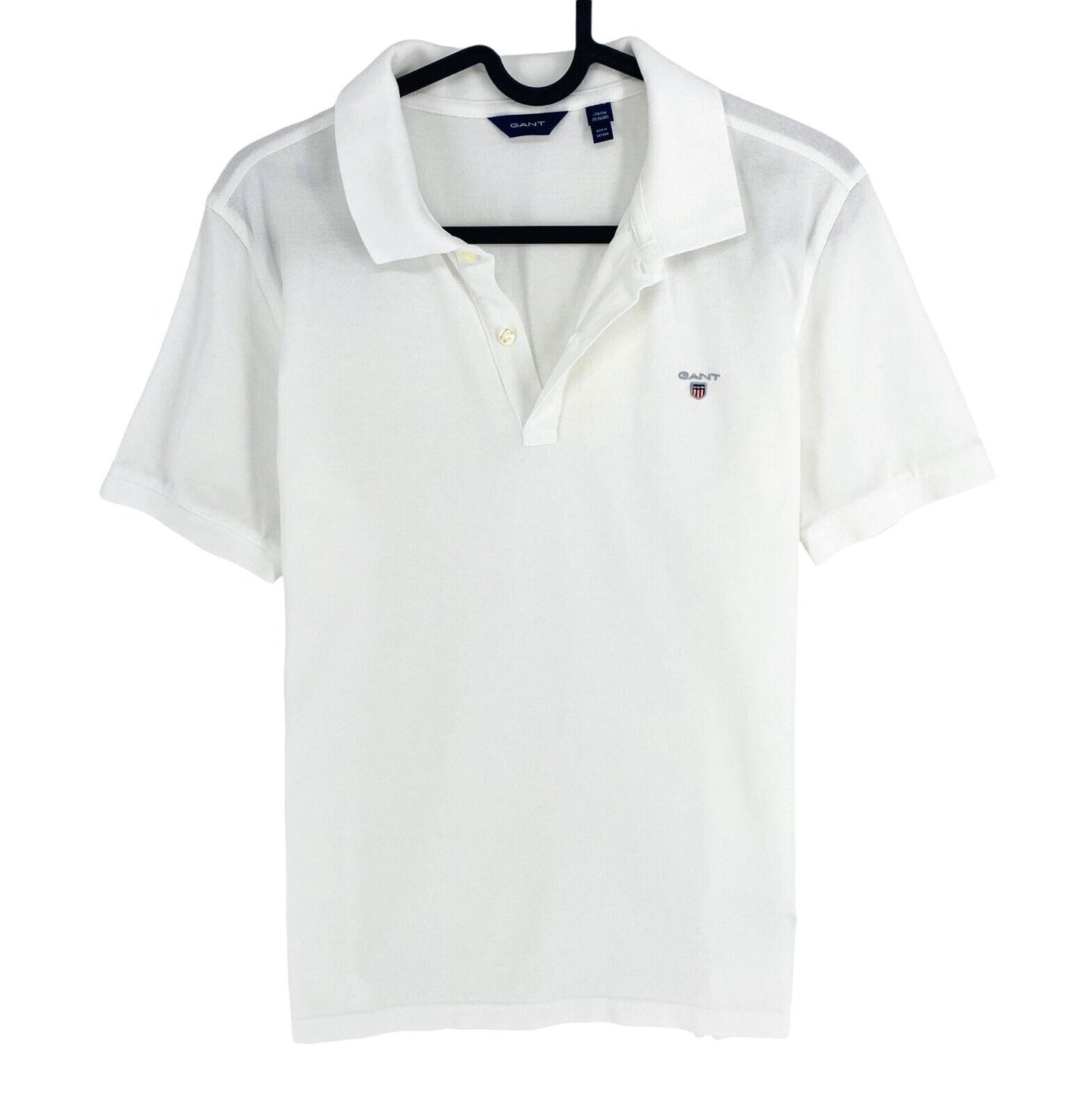 GANT Boys White Short Sleeves Pique Polo Shirt Size 15 Years 170 cm