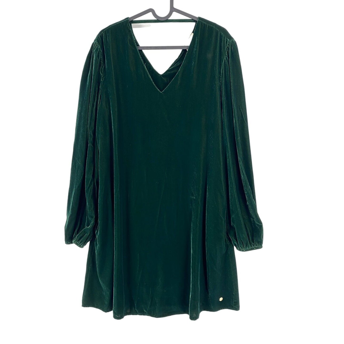 LA MARTINA Women Dark Green Long Sleeves Light Velvet Dress Size 3 / M