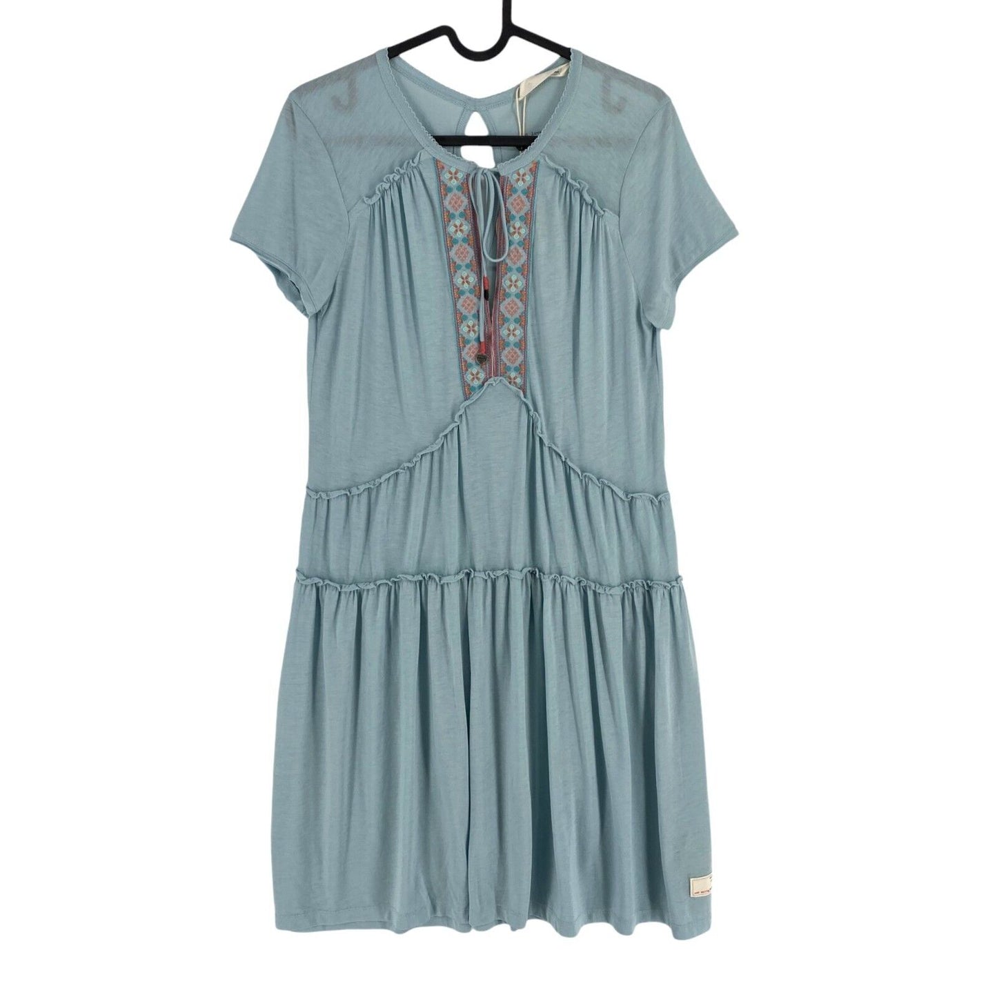 ODD MOLLY Women Blue Love Chimes Short Sleeve Dress Size 3 / L