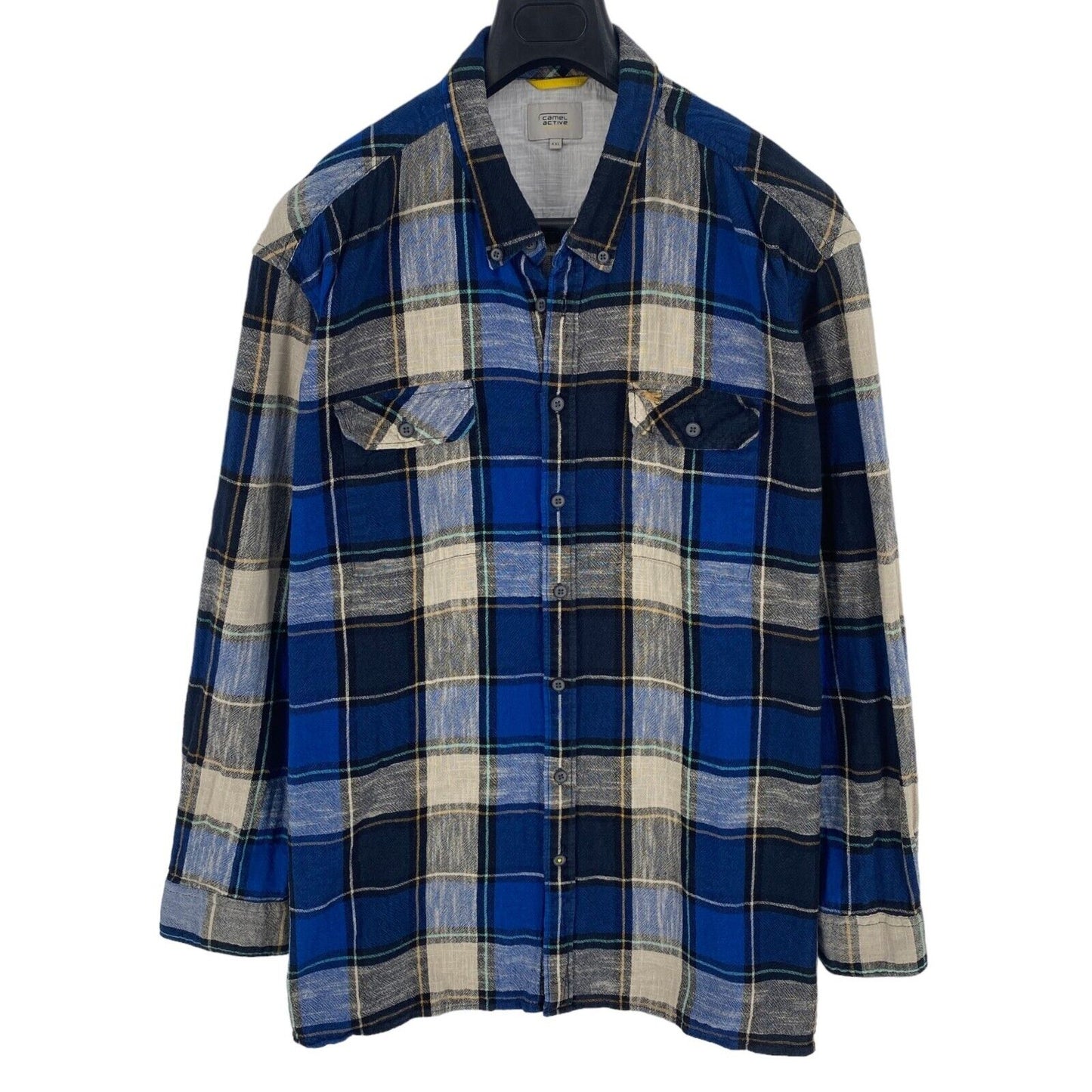 CAMEL ACTIVE Men Navy Blue Plaid Long Sleeves Shirt Size 4XL