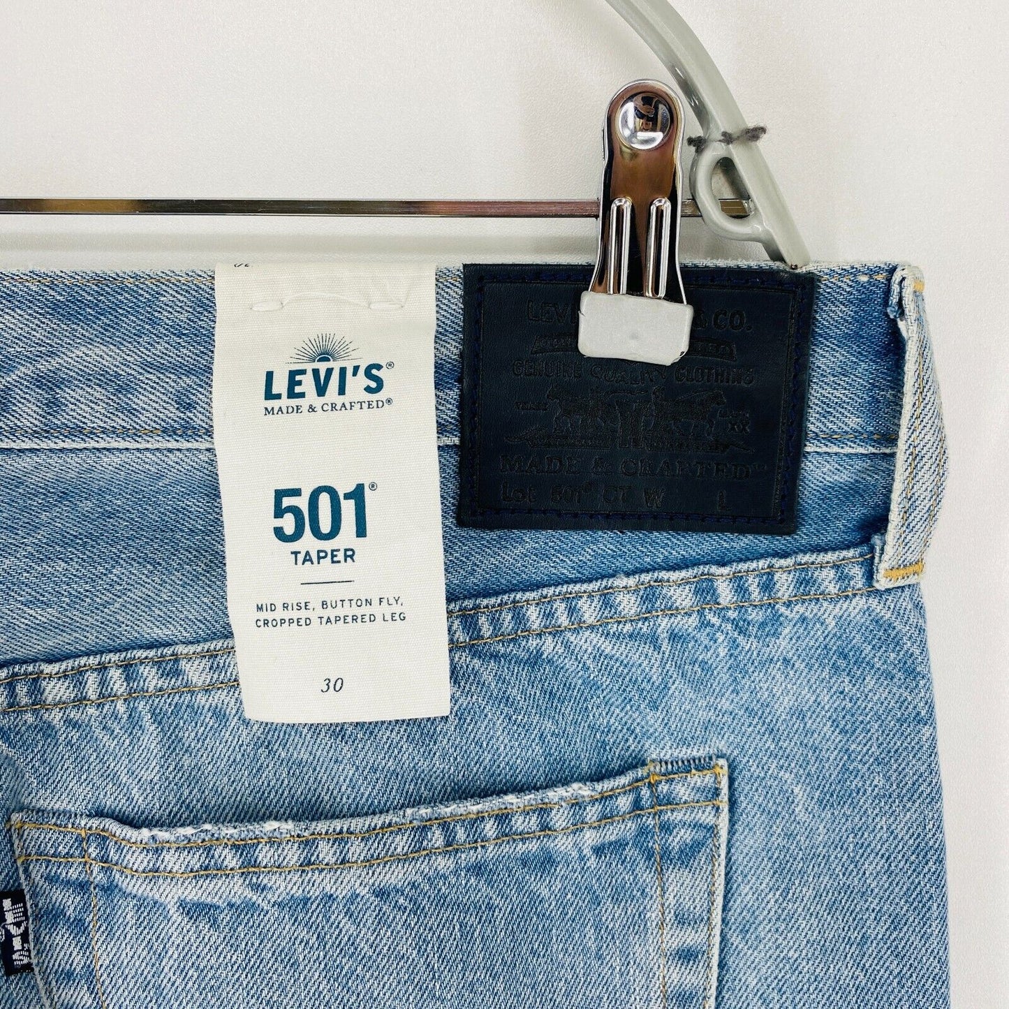 Levi's Made & Crafted 501 Women Blue Mid Rise Cropped Tapered Fit Jeans W30